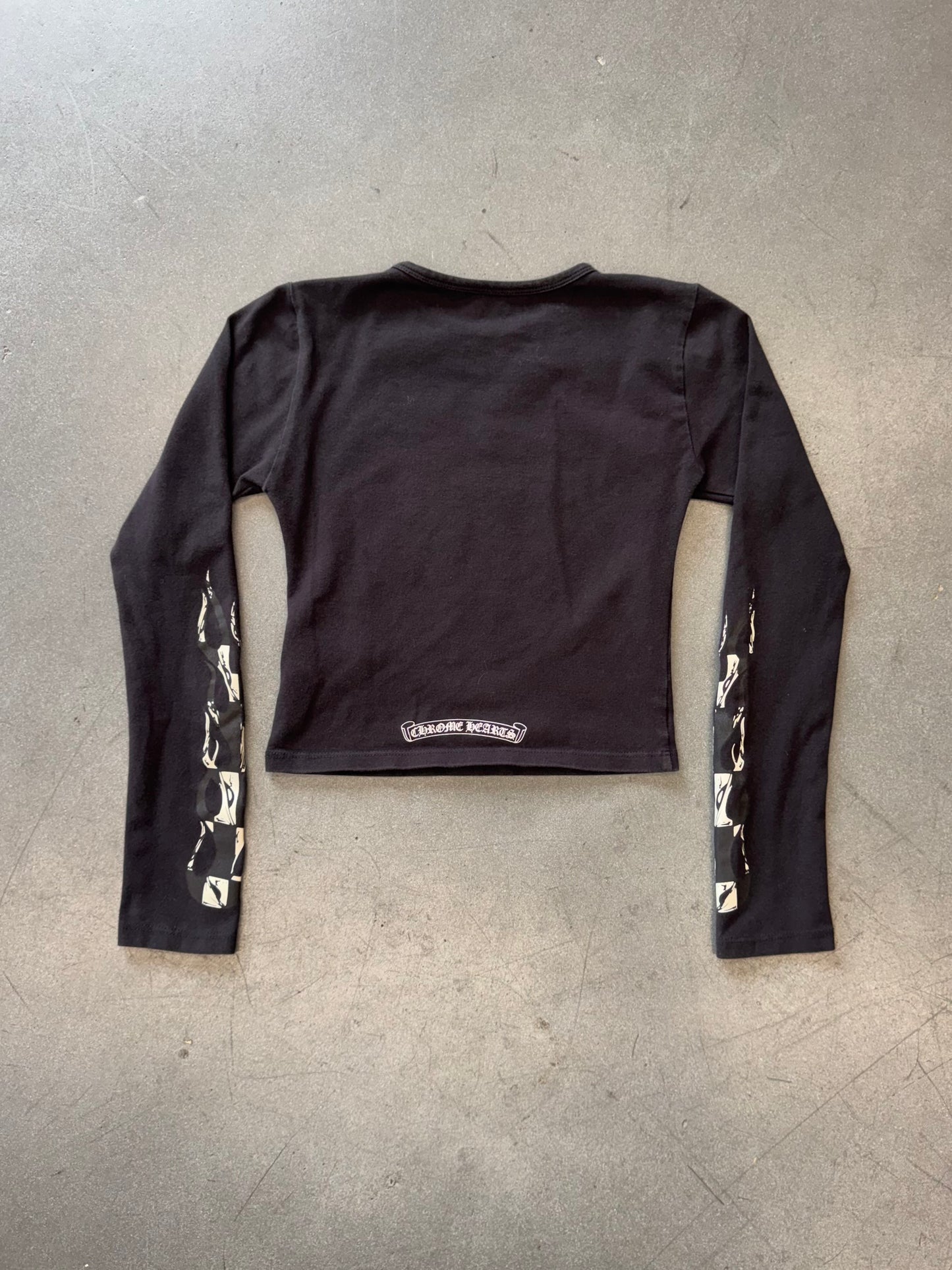 CHROME HEARTS MATTY BOY FLAME CROP WOMENS LS TEE