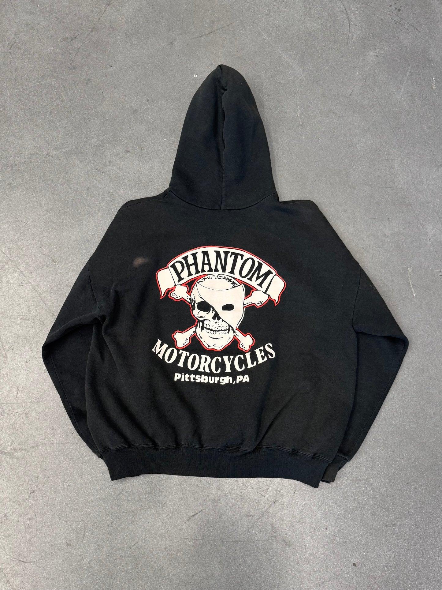 90S PHANTOM MOTORCYCLES PITTSBURGH, PA PULLOVER HOODIE (JERZEES TAG)