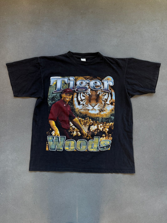 90'S TIGER WOODS "FIRST BLACK MASTERS CHAMPION" RAP STYLE TEE (BAY CLUB TAG)