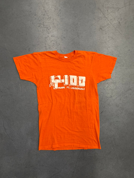 1980'S Y100 MIAMI FT. LAUDERDALE  RADIO STATION PROMOTIONAL TEE (LARGE 42-44 TAG)