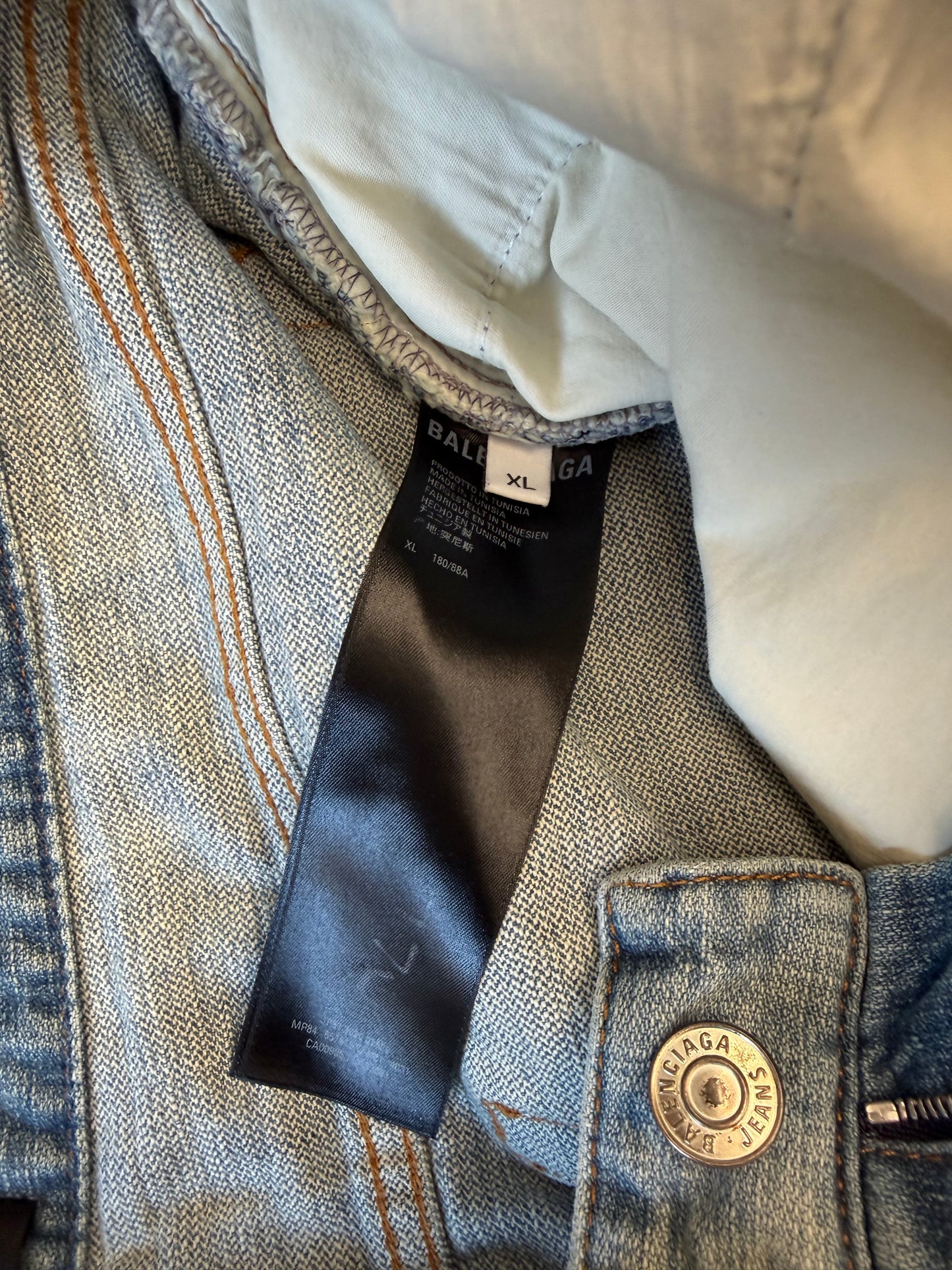 SS21 BALENCIAGA HYBRID FLANNEL SHIRT DENIM JEANS