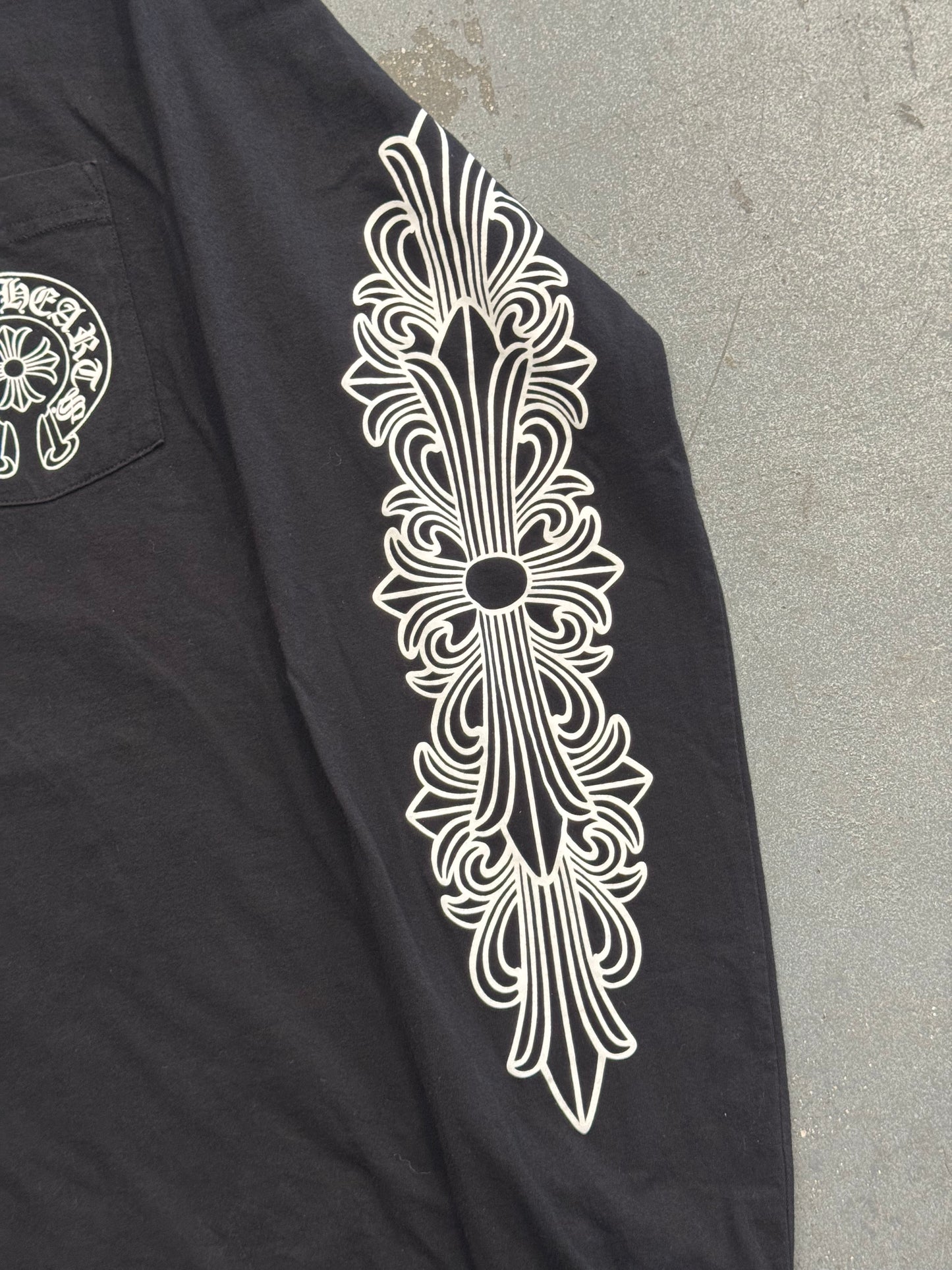 CHROME HEARTS MIAMI FLORAL LS TEE - BLACK/WHITE