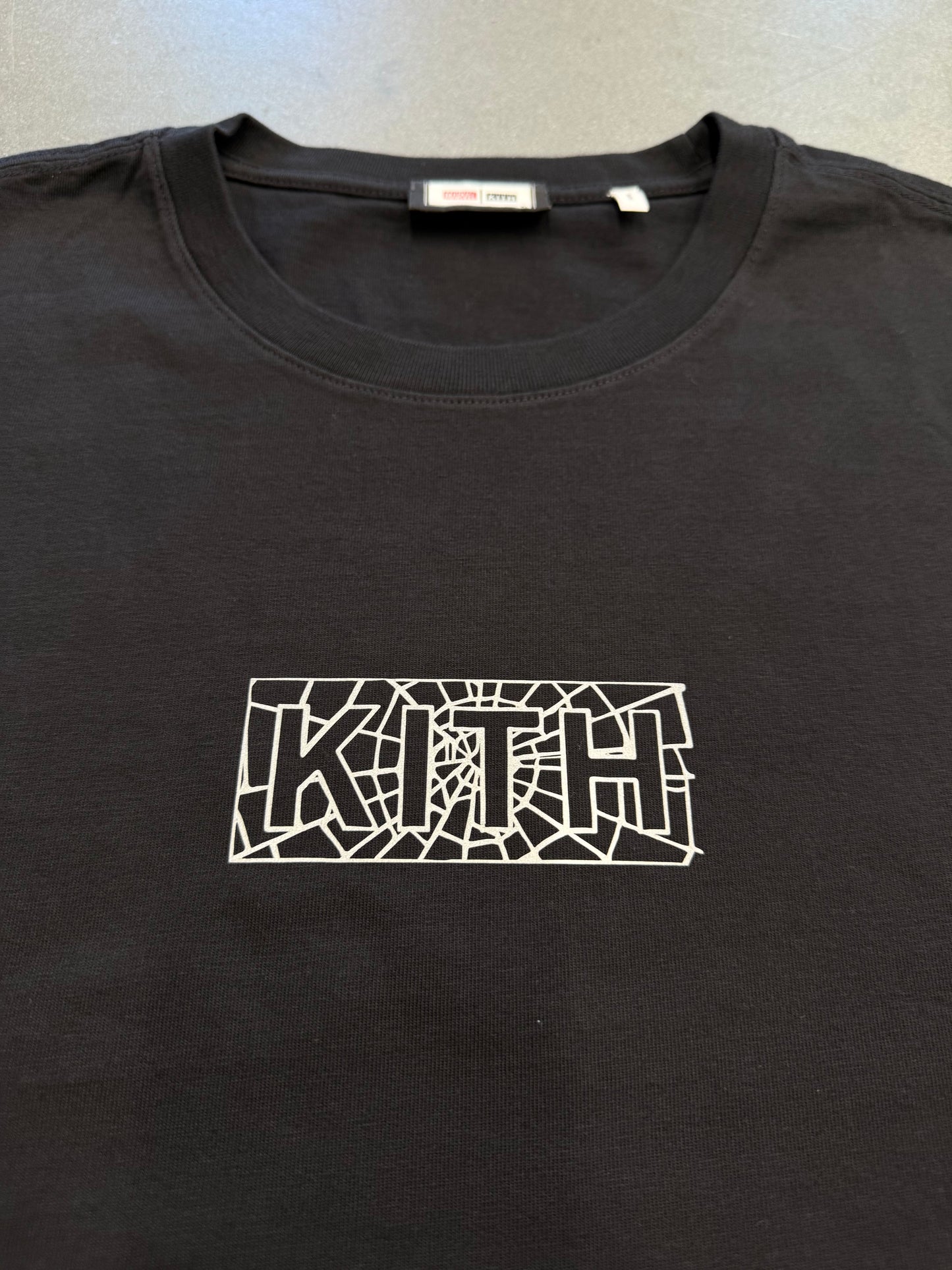 KITH X SPIDER-MAN WEB LOGO TEE - BLACK (NWT)