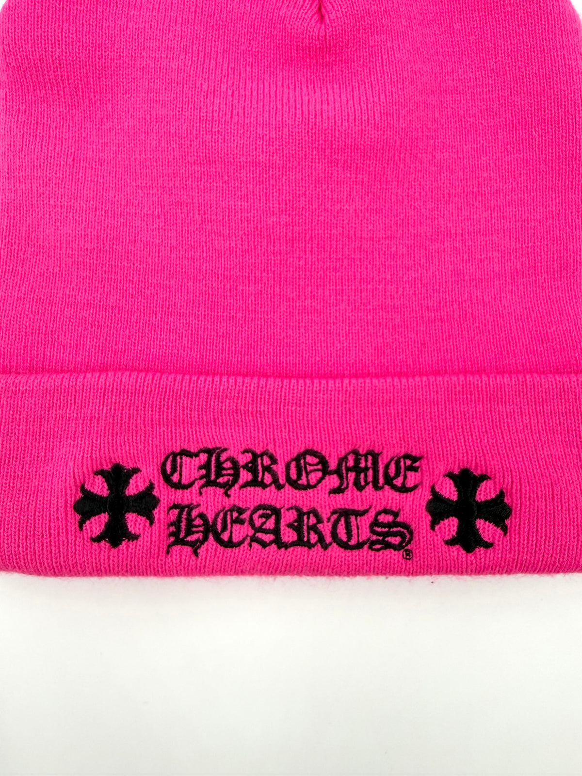 CHROME HEARTS MIAMI EXCLUSIVE WATCH CAP EMBROIDERED BEANIE - HOT PINK