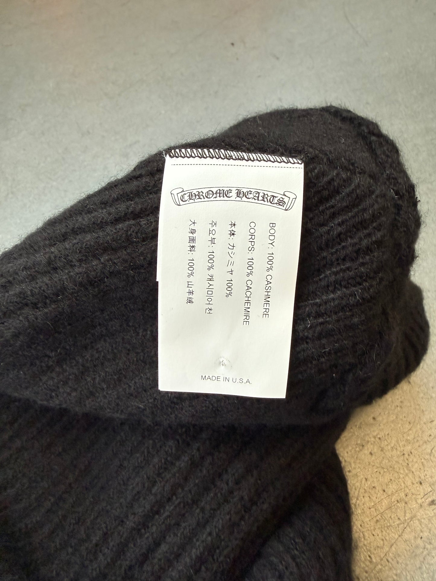 CHROME HEARTS BIG DADDY CROSS LOGO CASHMERE BEANIE