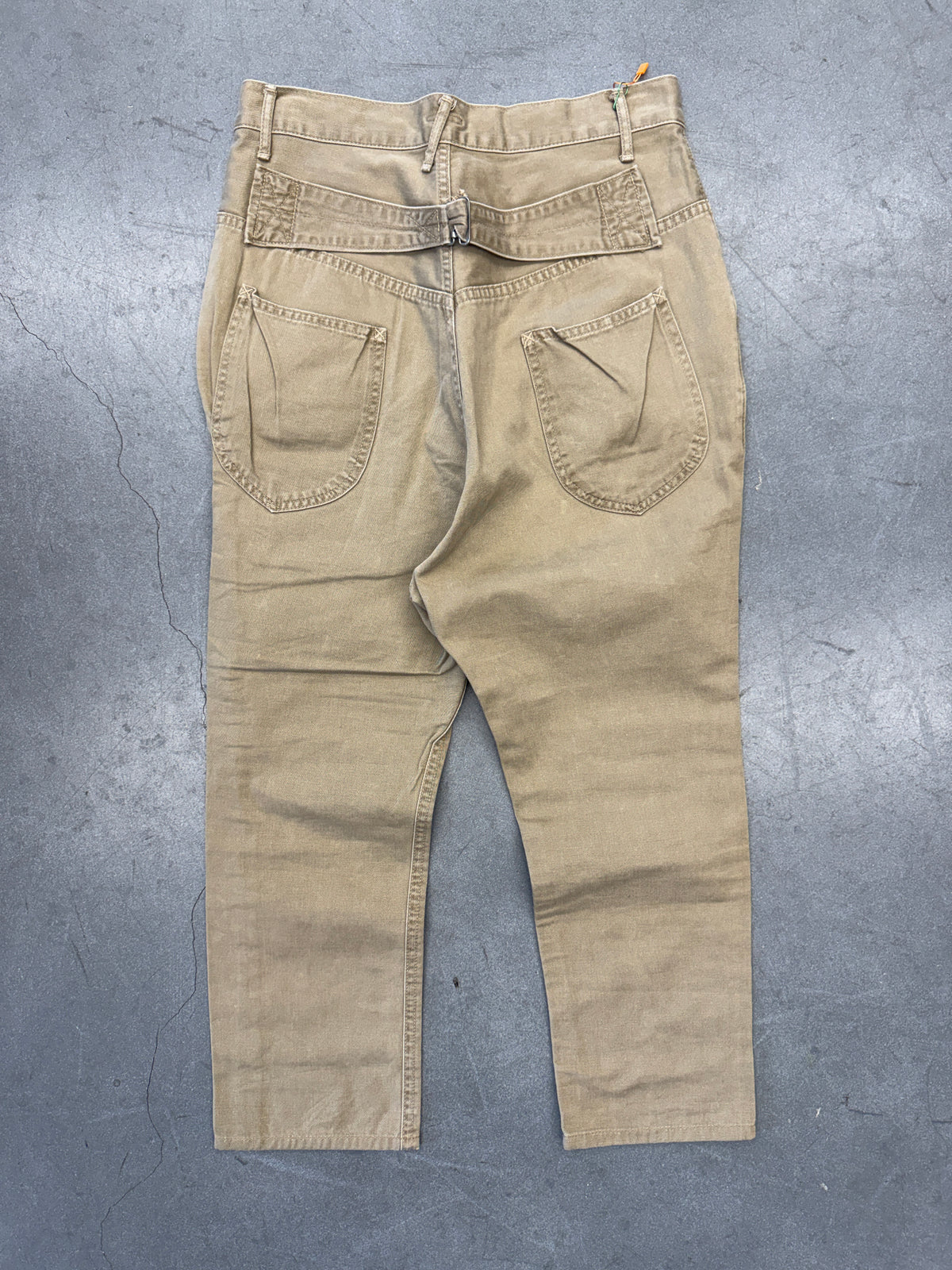 KAPITAL CHINO PANTS WITH BELT BUCKLE BACK KHAKI