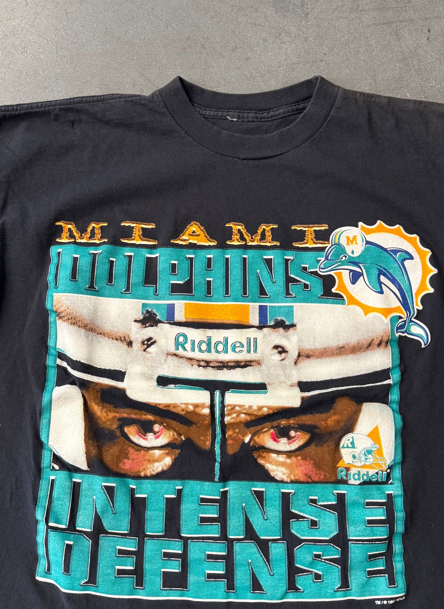 1997 RIDDELL MIAMI DOLPHINS "INTENSE DEFENSE" TEE (PULLED TAG)