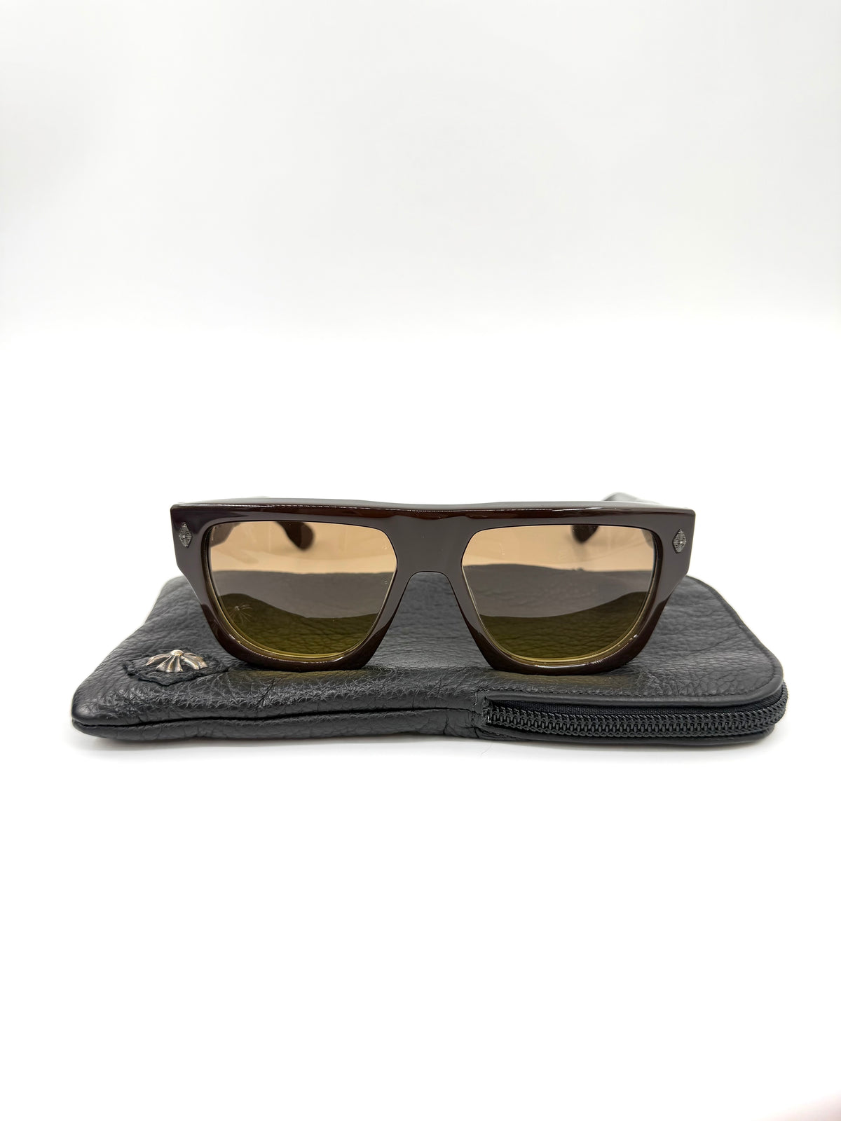 CHROME HEARTS CHARISMADICK SUNGLASSES - BROWN/SILVER (W/ SILVER PLUS CASE)