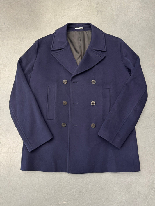 DIOR CASHMERE DOUBLE BREASTED PEACOAT - NAVY