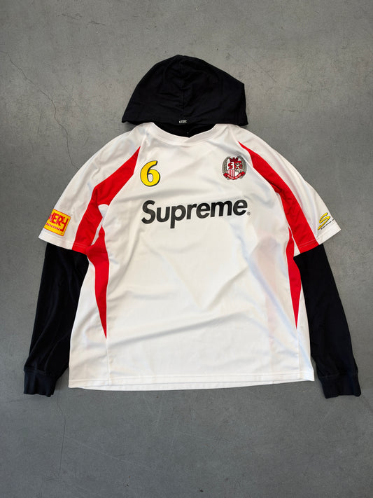 FW23 SUPREME HOODED SOCCER JERSEY - WHITE