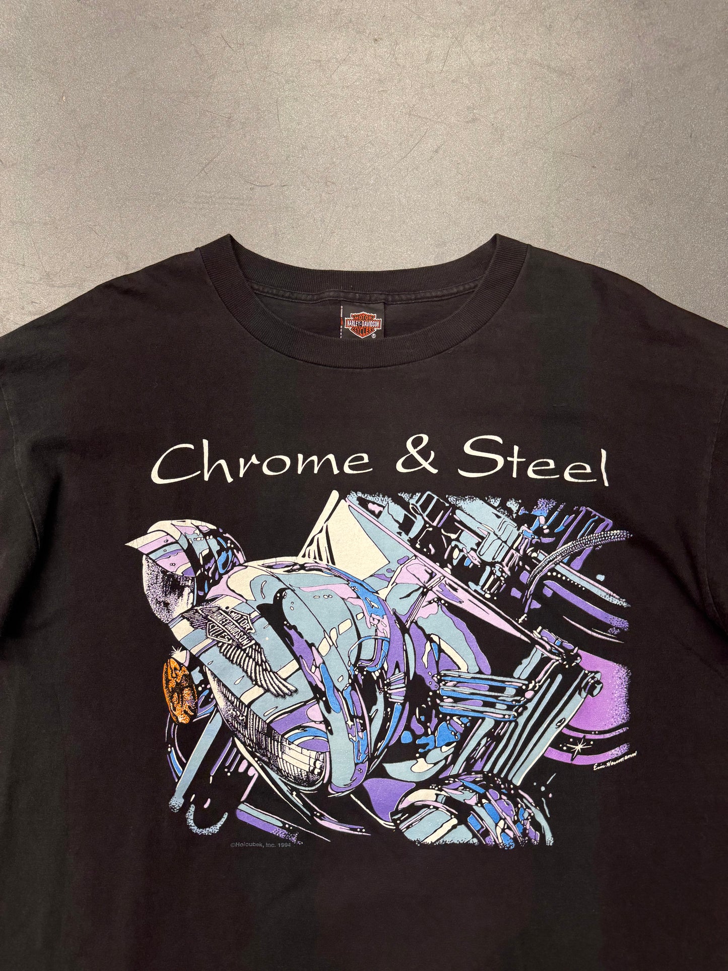 1994 HARLEY-DAVIDSON CHROME & STEEL BUFORD, GEORGIA TEE (HARLEY DAVIDSON TAG)