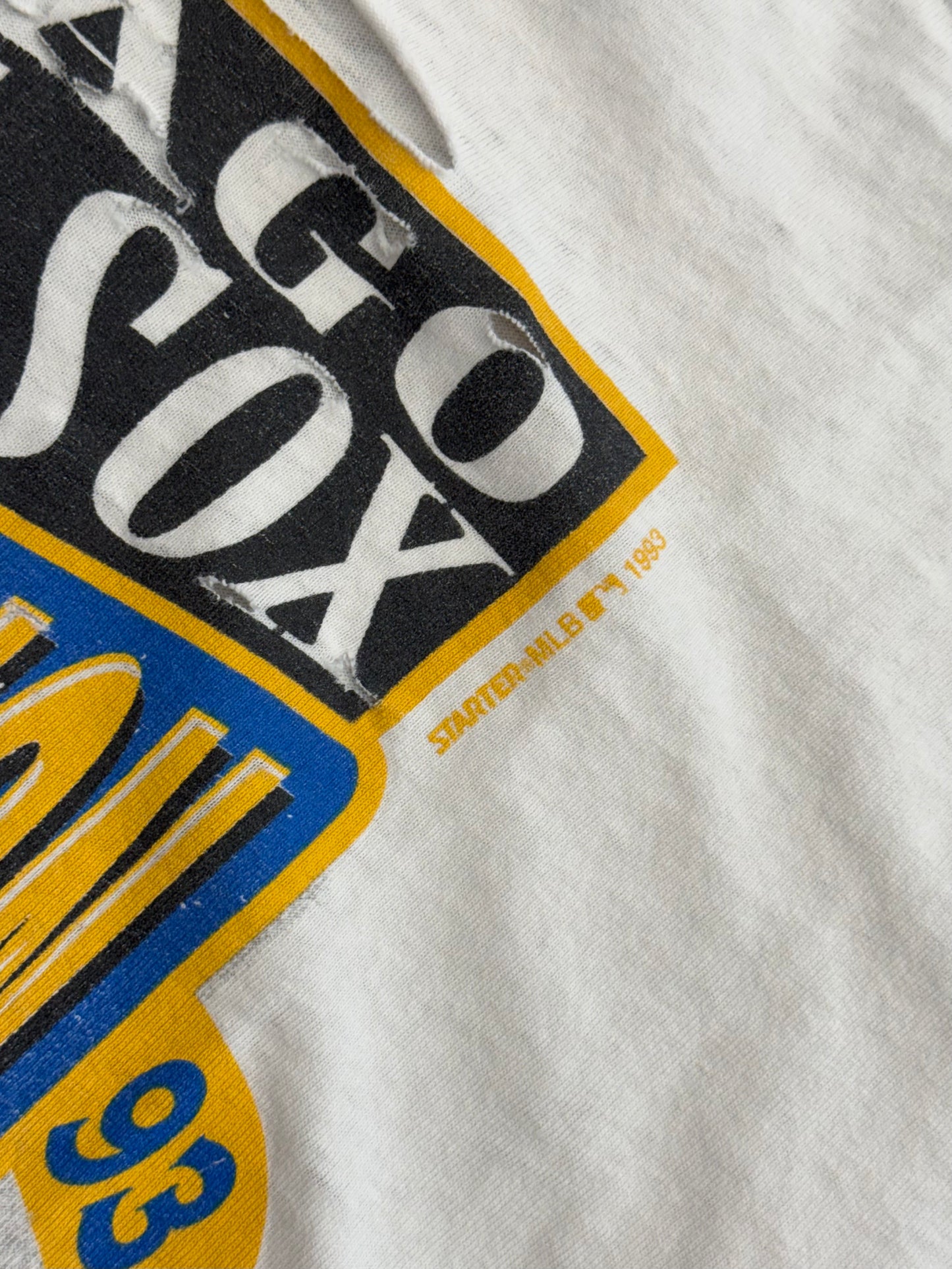 1993 CHICAGO WHITE SOX WESTERN DIVISION CHAMPIONS DISTRESSED TEE (STARTER TAG)