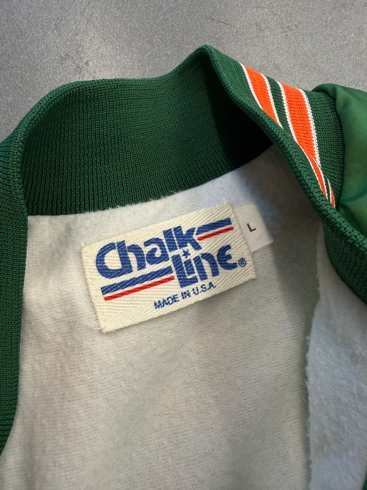 90S UNIVERSITY OF MIAMI HURRICANES FANIMATION CHALK LINE JACKET