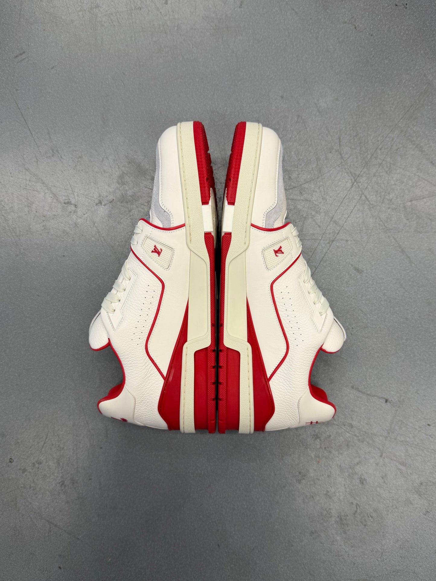 SIZE 12 LOUIS VUITTON LV TRAINER SNEAKER - RED/WHITE