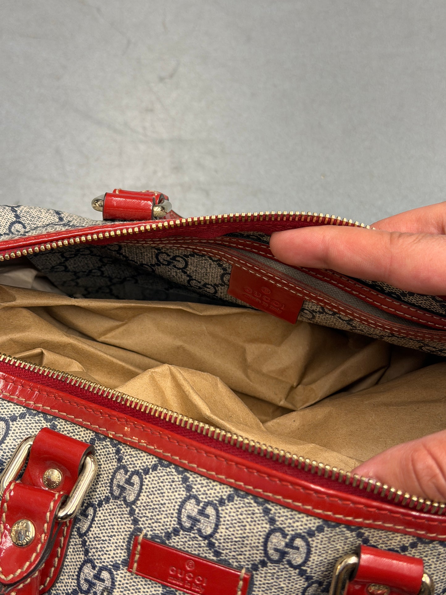 GUCCI ROSES & HEART MONOGRAM BOSTON 30 BAG