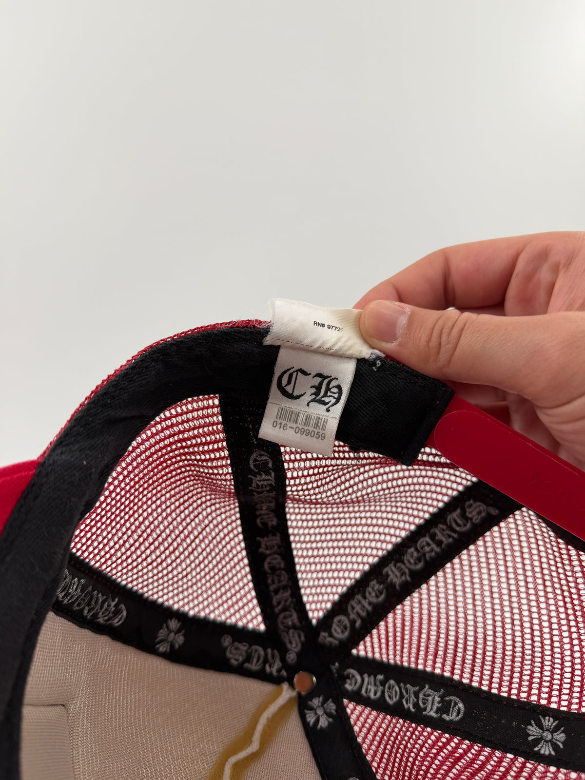 CHROME HEARTS FUCK HOLLYWOOD, USA TRUCKER HAT - RED/WHITE/BLACK