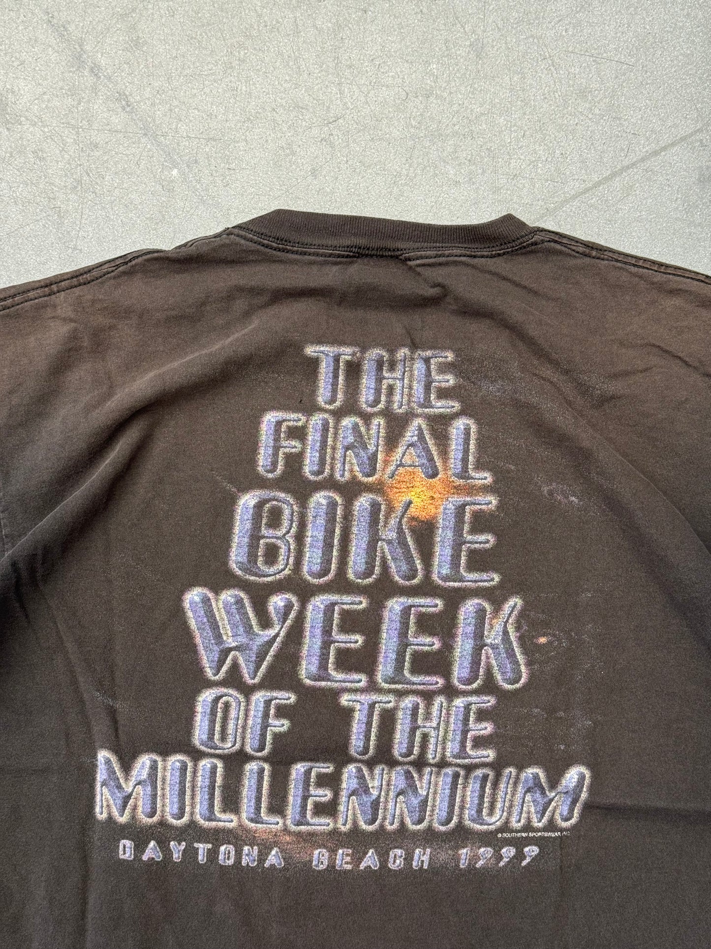1999 "THE FINAL BIKE WEEK OF THE MILLENIUM" DAYTONA BEACH TEE (DELTA TAG)