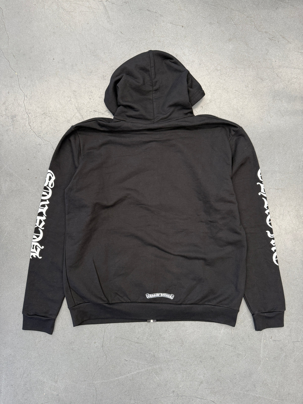 CHROME HEARTS VERTICAL LOGO ZIP-UP HOODIE - BLACK/WHITE