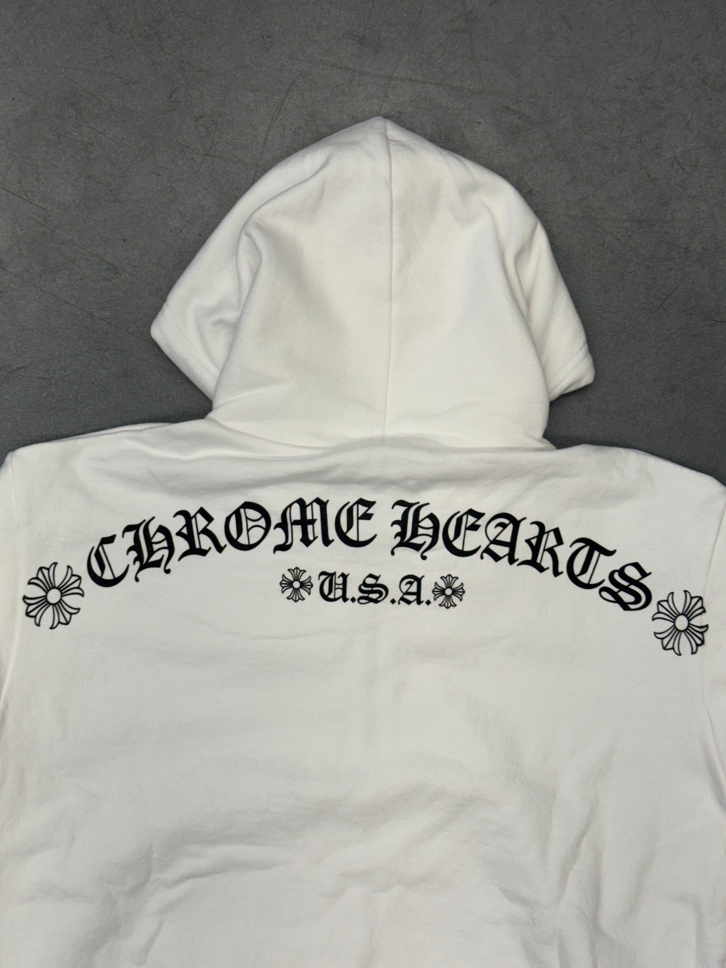 CHROME HEARTS T-BAR ZIP UP HOODIE - WHITE