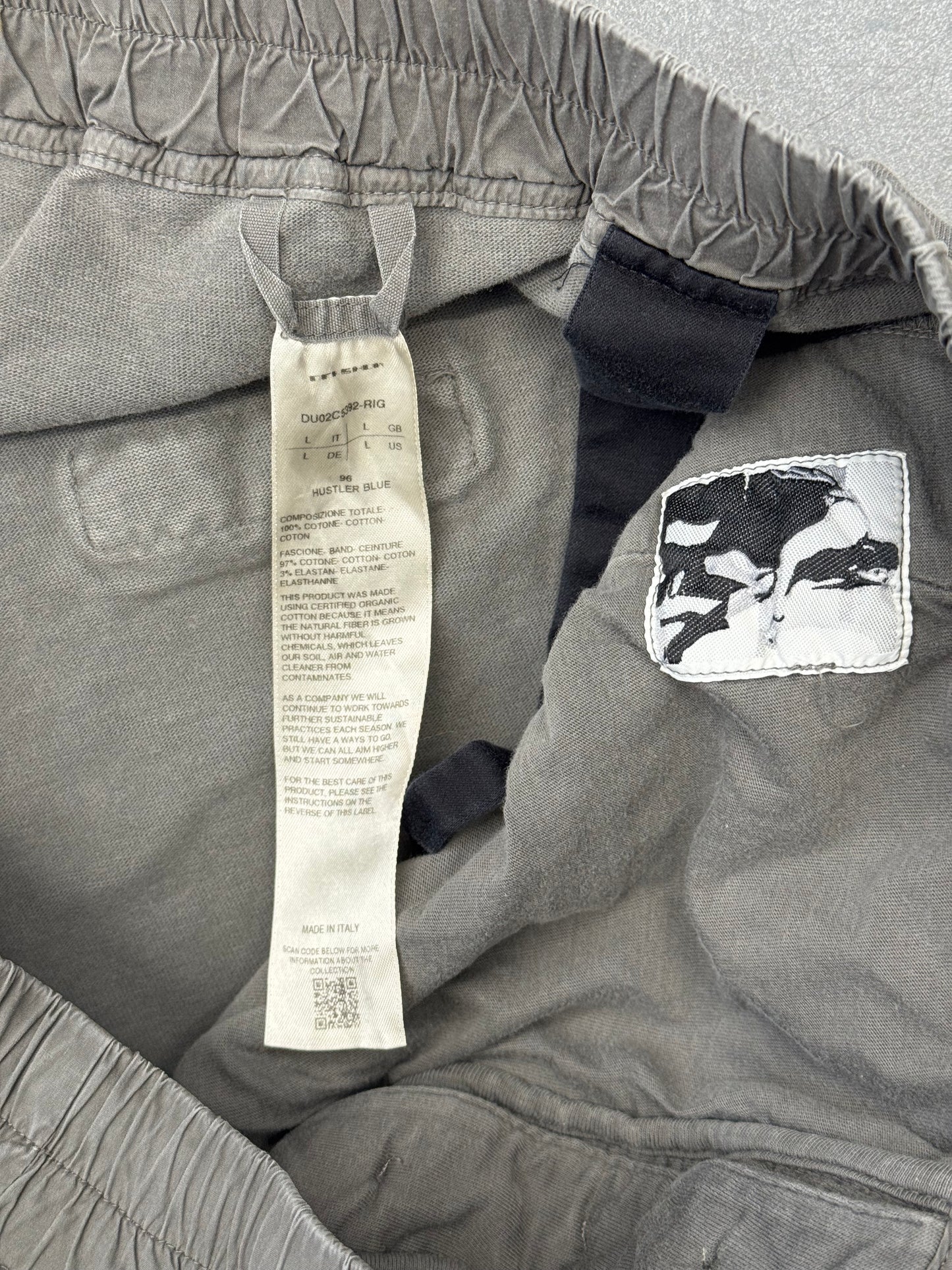 RICK OWENS DRKSHDW BERLIN HUSTLER BLUE COTTON PANTS