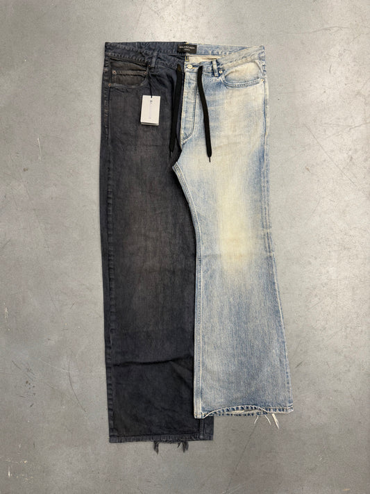 BALENCIAGA FIFTY-FIFTY JEANS BLACK/MEDIUM WASH - NWT