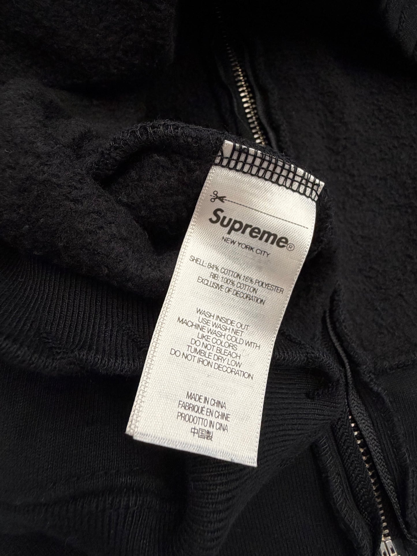 FW25 SUPREME X Y'S BY YOHJI YAMAMOTO ZIP UP HOODED SWEATSHIRT - BLACK (XL)