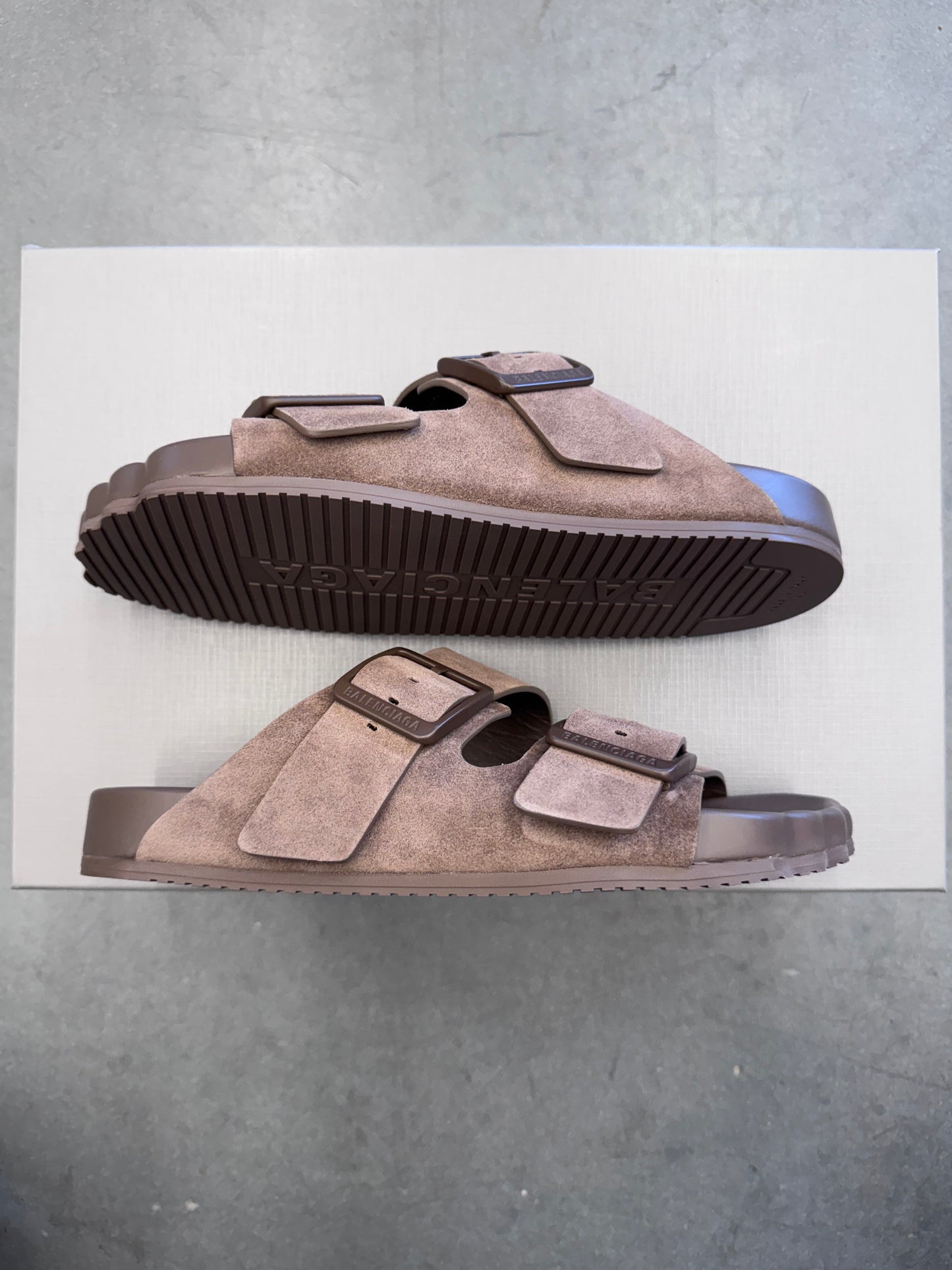 SIZE 40 BALENCIAGA SUNDAY SANDAL BROWN SUEDE (NEW WITH BOX)