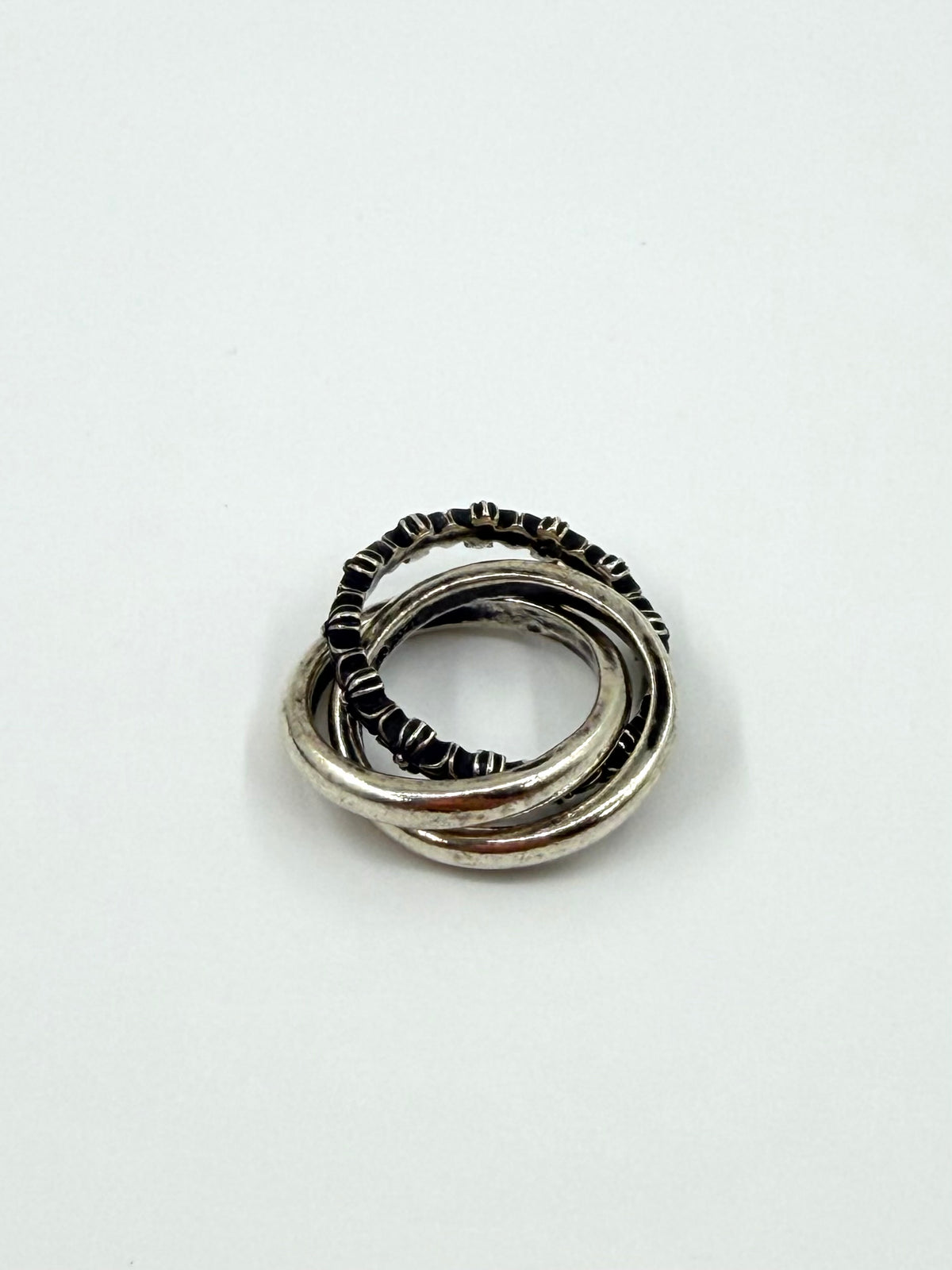CHROME HEARTS TINY E CH PLUS TRIPLE INTERLOCKING SILVER BAND RING