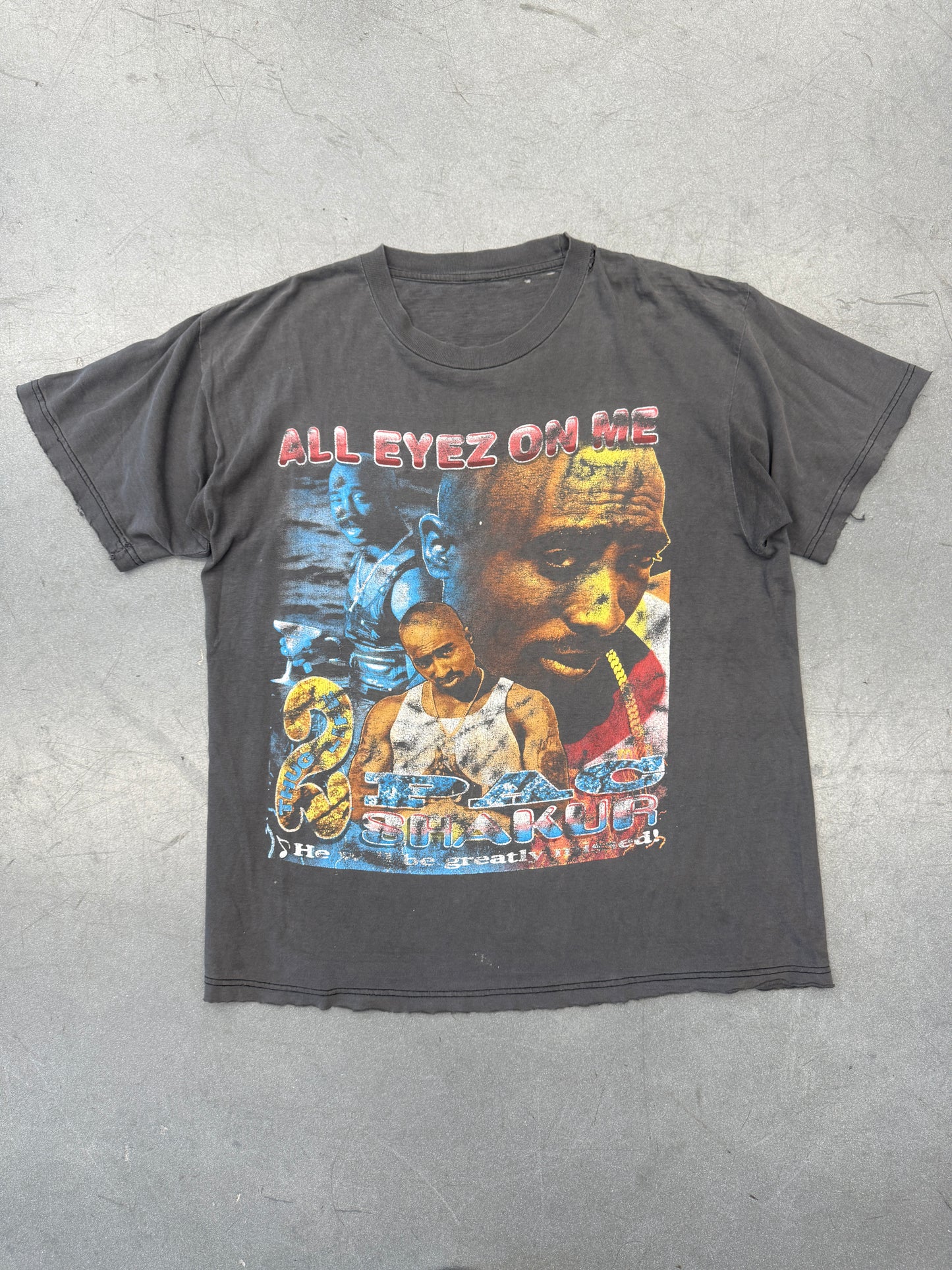 90S TUPAC SHAKUR "HE WILL BE GREATLY MISSED" BOOTLEG RAP TEE (PULLED TAG)