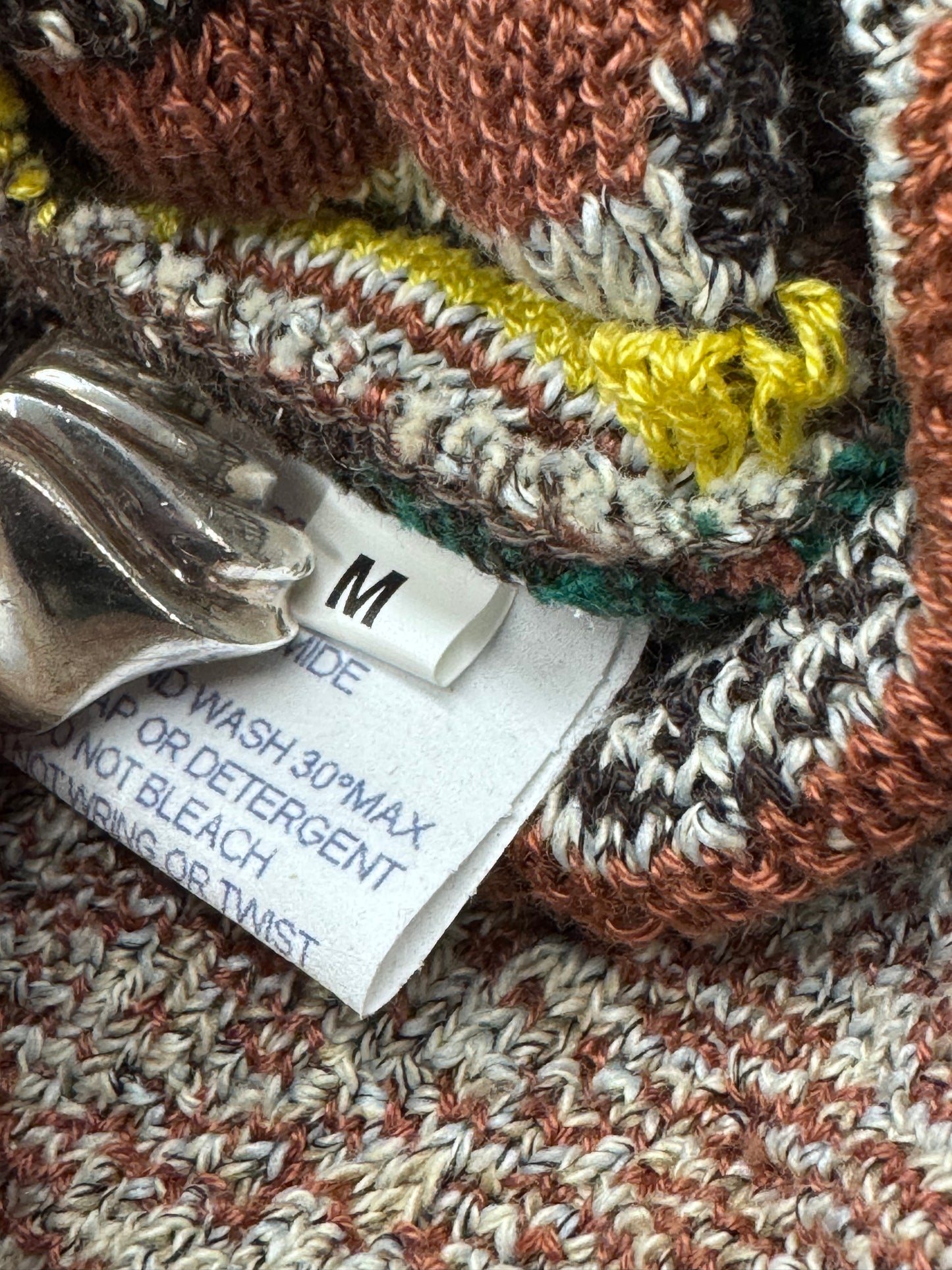 COOGI AUSTRALIA KNITTED SWEATER (BLACK TAG) BROWN/GREEN/YELLOW