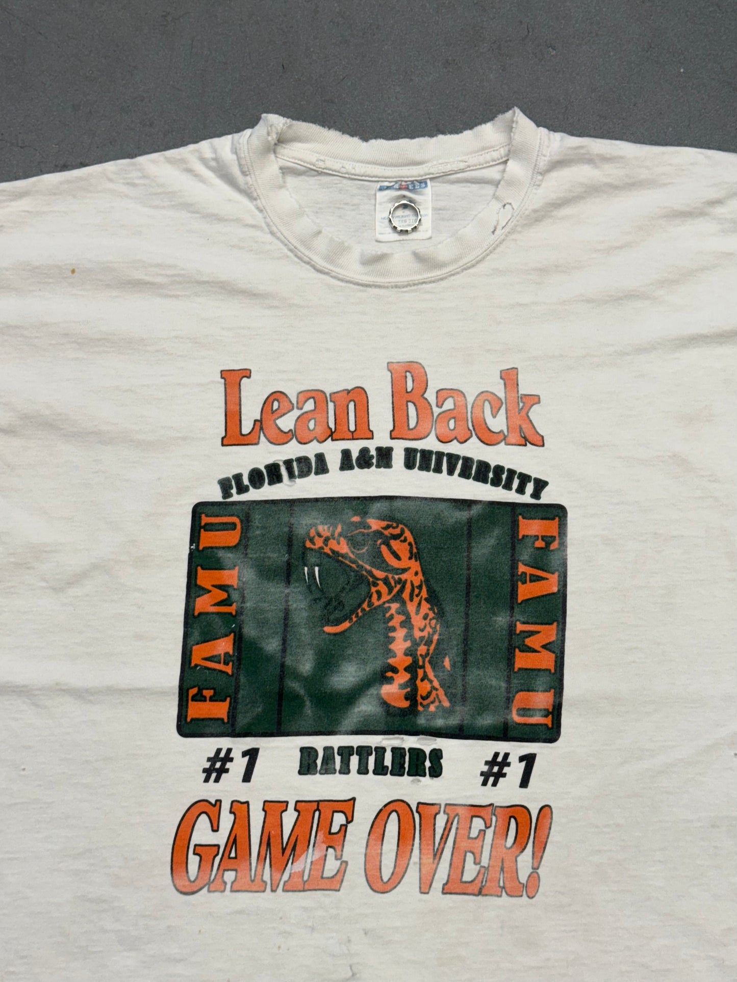 VINTAGE FLORIDA A&M UNIVERSITY RATTLERS LEAN BACK GAME OVER! TEE (JERZEES TAG)
