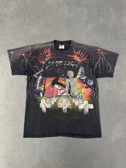 1991 METALLICA 5 ALBUM AOP TEE (SILVER BROCKUM TAG)