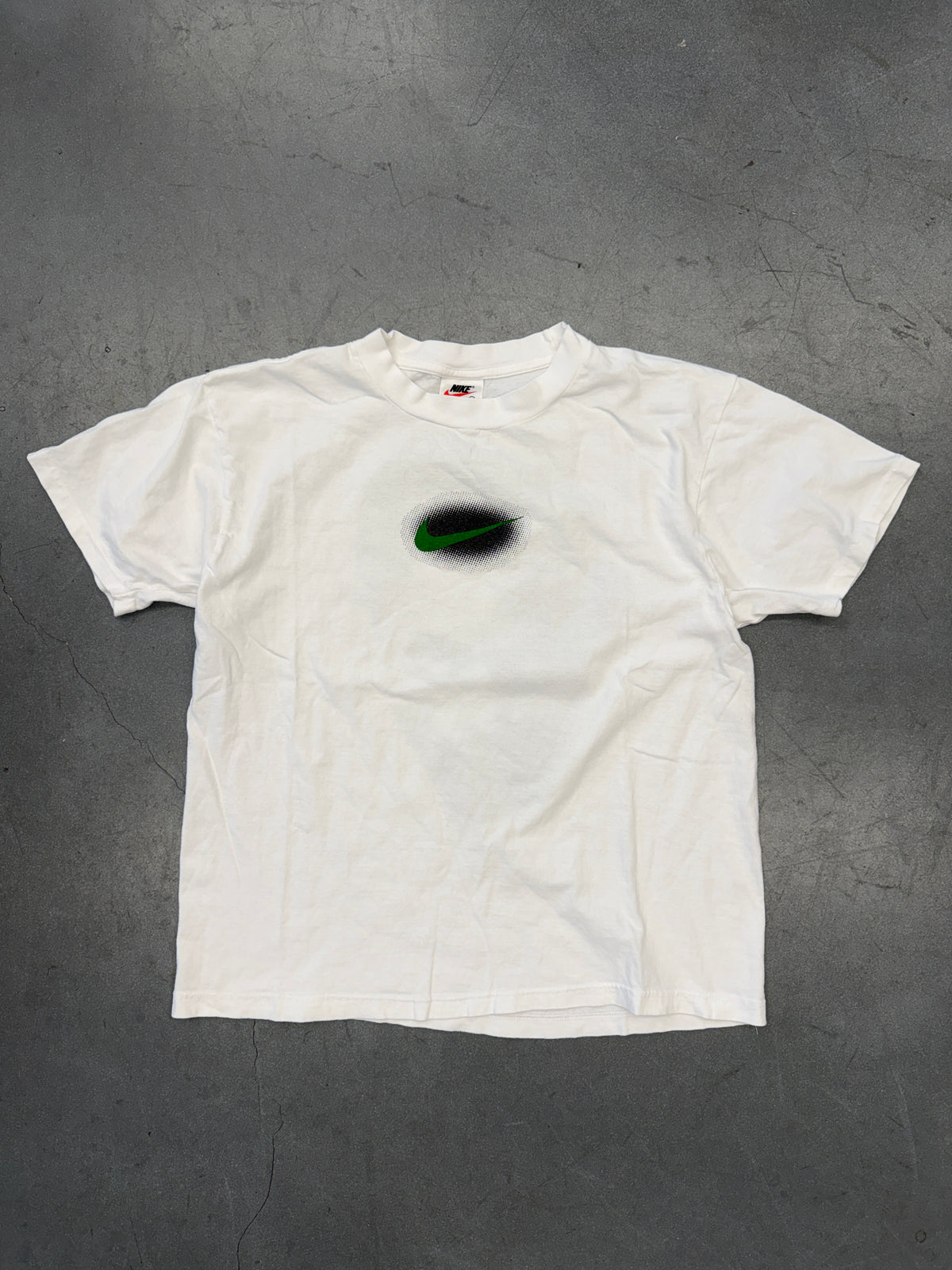 90S NIKE DENNIS RODMAN CENTER SWOOSH TEE - GREEN HAIR (WHITE/RED TAG)