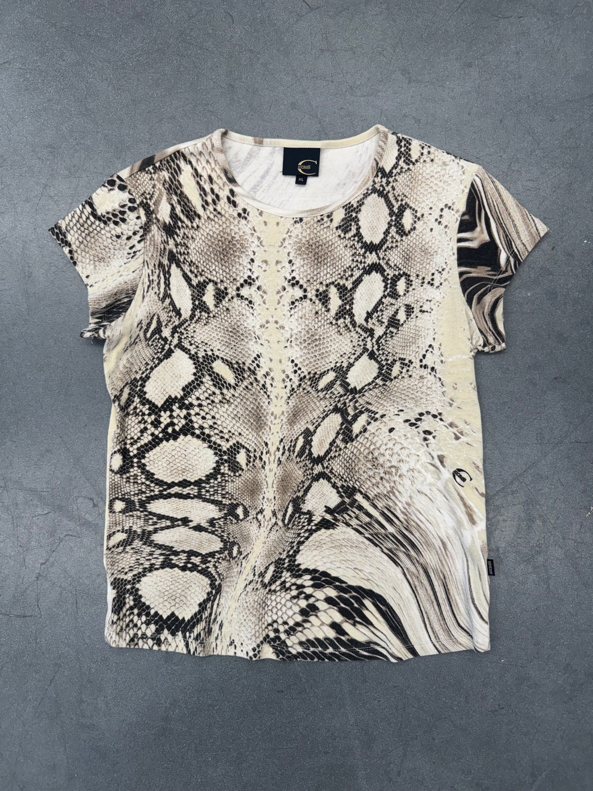 VINTAGE JUST CAVALLI MARBLE SNAKE PRINT SHIRT