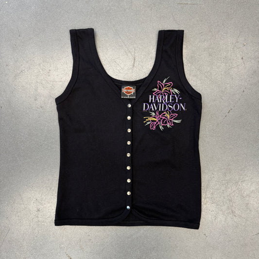 1990 HARLEY DAVIDSON MOTORCYCLES KOSCO WOMENS BUTTON UP TANK TOP