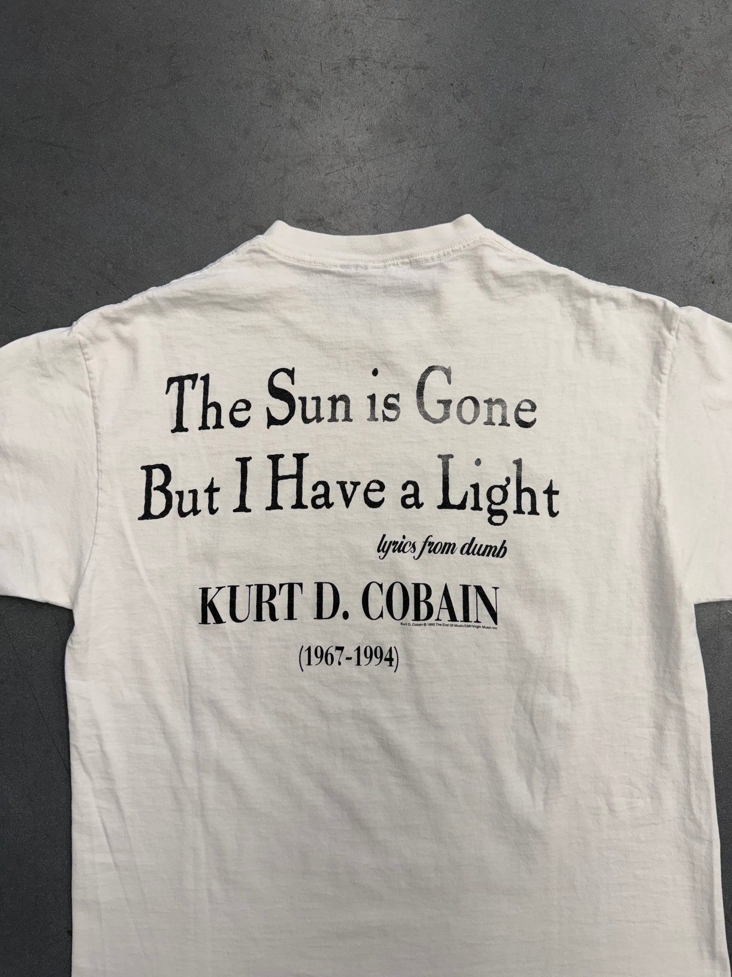 1995 KURT COBAIN END OF MUSIC MEMORIAL TEE (CUT TAG)