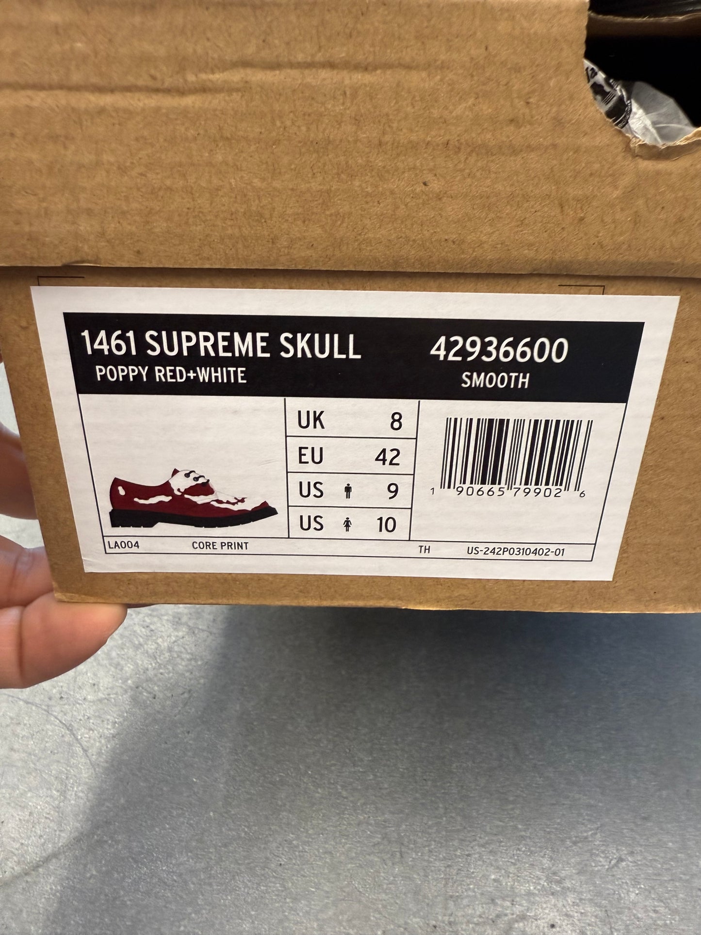 FW25 SUPREME DR. MARTENS 1461 3-EYE SHOE - RED