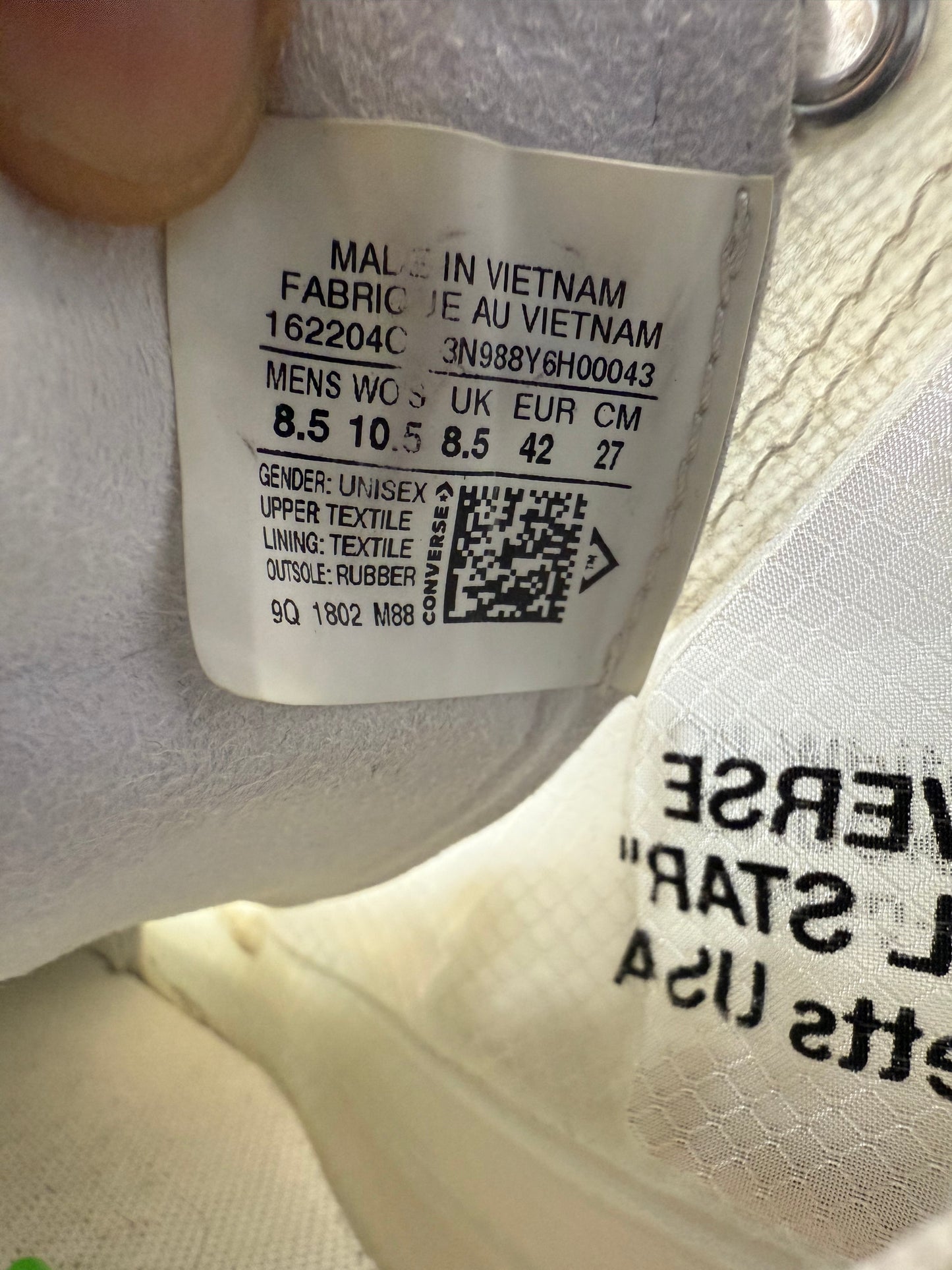 2018 SIZE 8.5 CONVERSE CHUCK 70 OFF-WHITE THE TEN (PRE-OWNED + OG ALL)