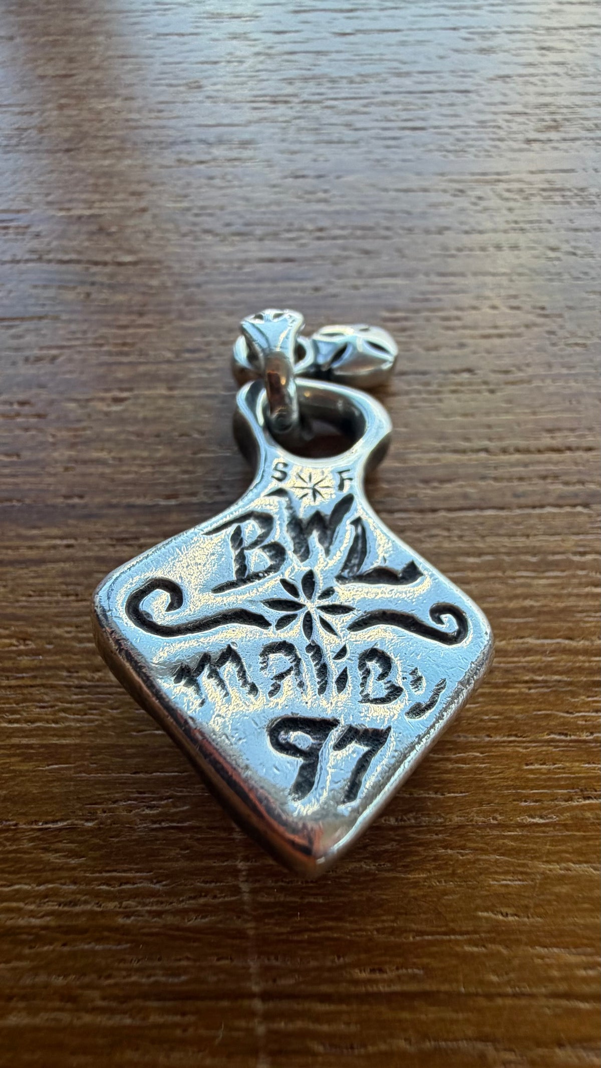 BILL WALL LEATHER CROSS CHARM SILVER PENDANT