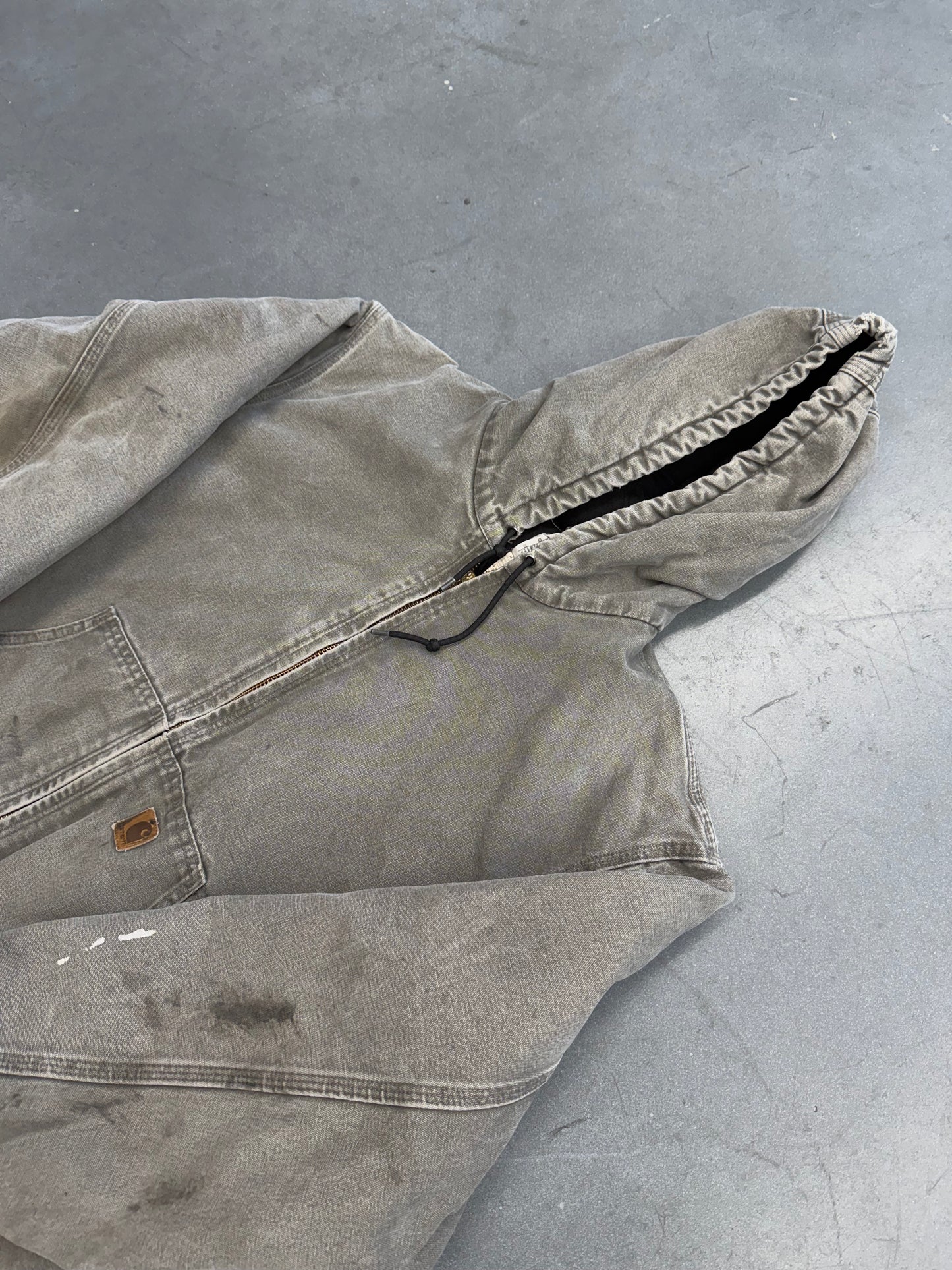 2000'S CARHARTT INSULATED CANVAS HOODIE (BROKEN ZIPPER) - GRAY (J142SAG XL)