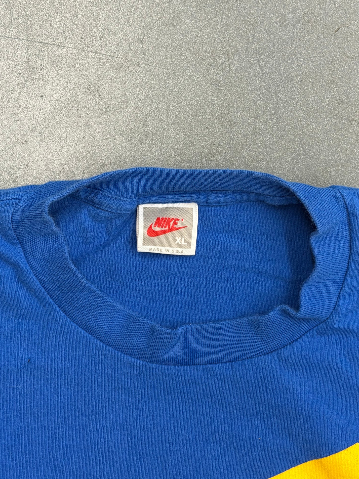 90S NIKE AIR YELLOW LOGO BLUE TEE (GREY/RED/WHITE TAG)