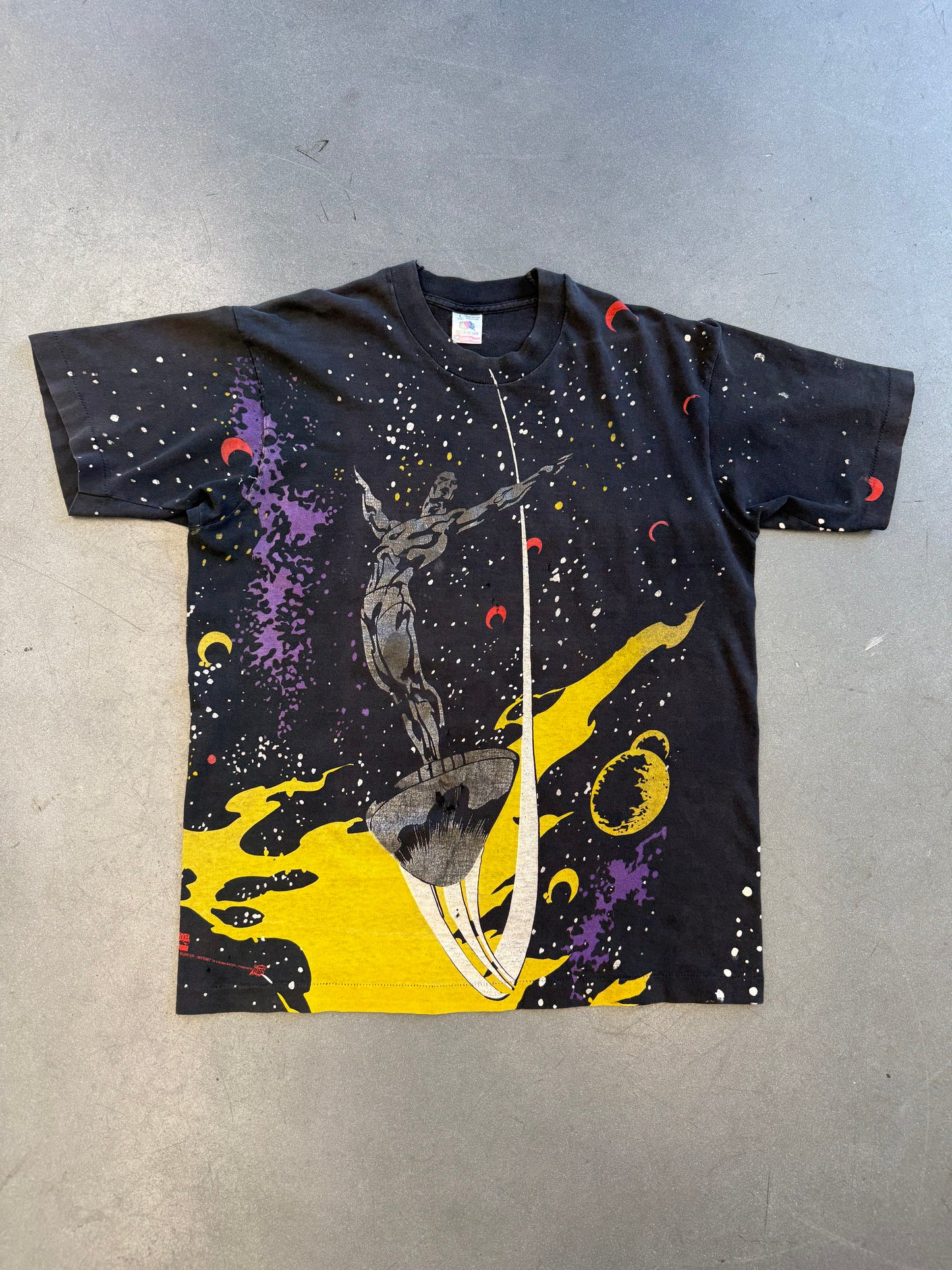 MARVEL COMICS 1994 SILVER SURFER MEGA PRINT TEE (FOTL TAG)