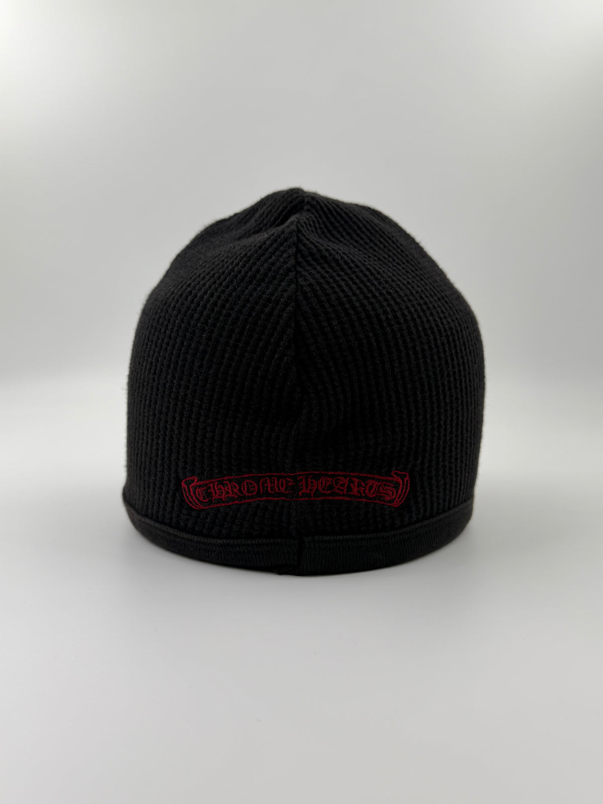 OLDER CHROME HEARTS THIN RED CROSS THERMAL WAFFLE BEANIE - FADED