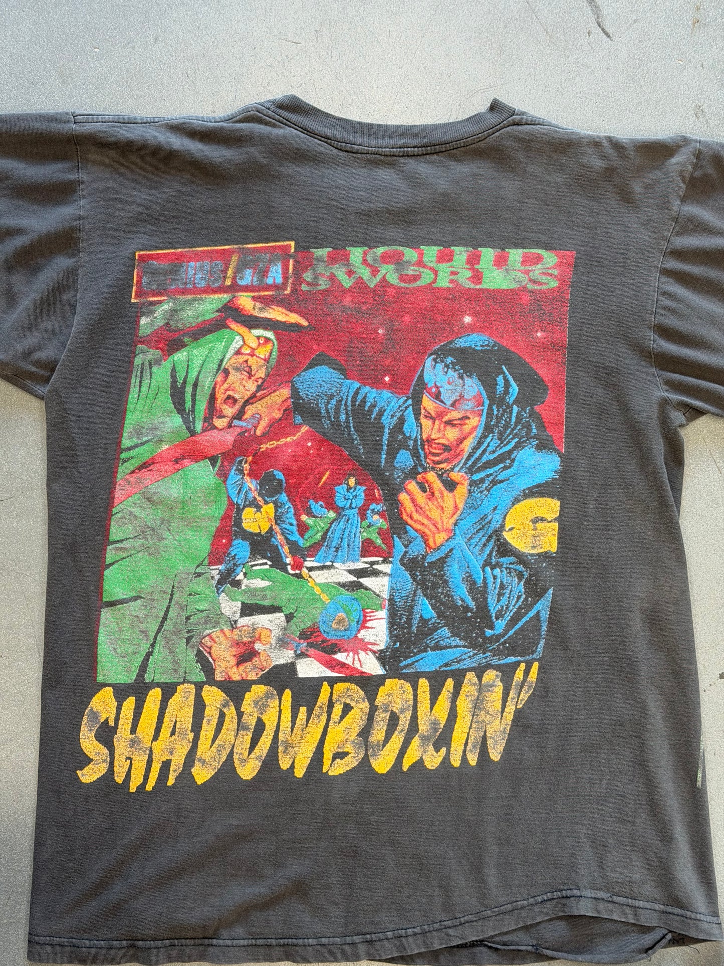 90'S WU-TANG LIQUID SWORDS GENIUS/GZA METHOD MAN SHADOWBOXIN’ RAP TEE (PULLED TAG)