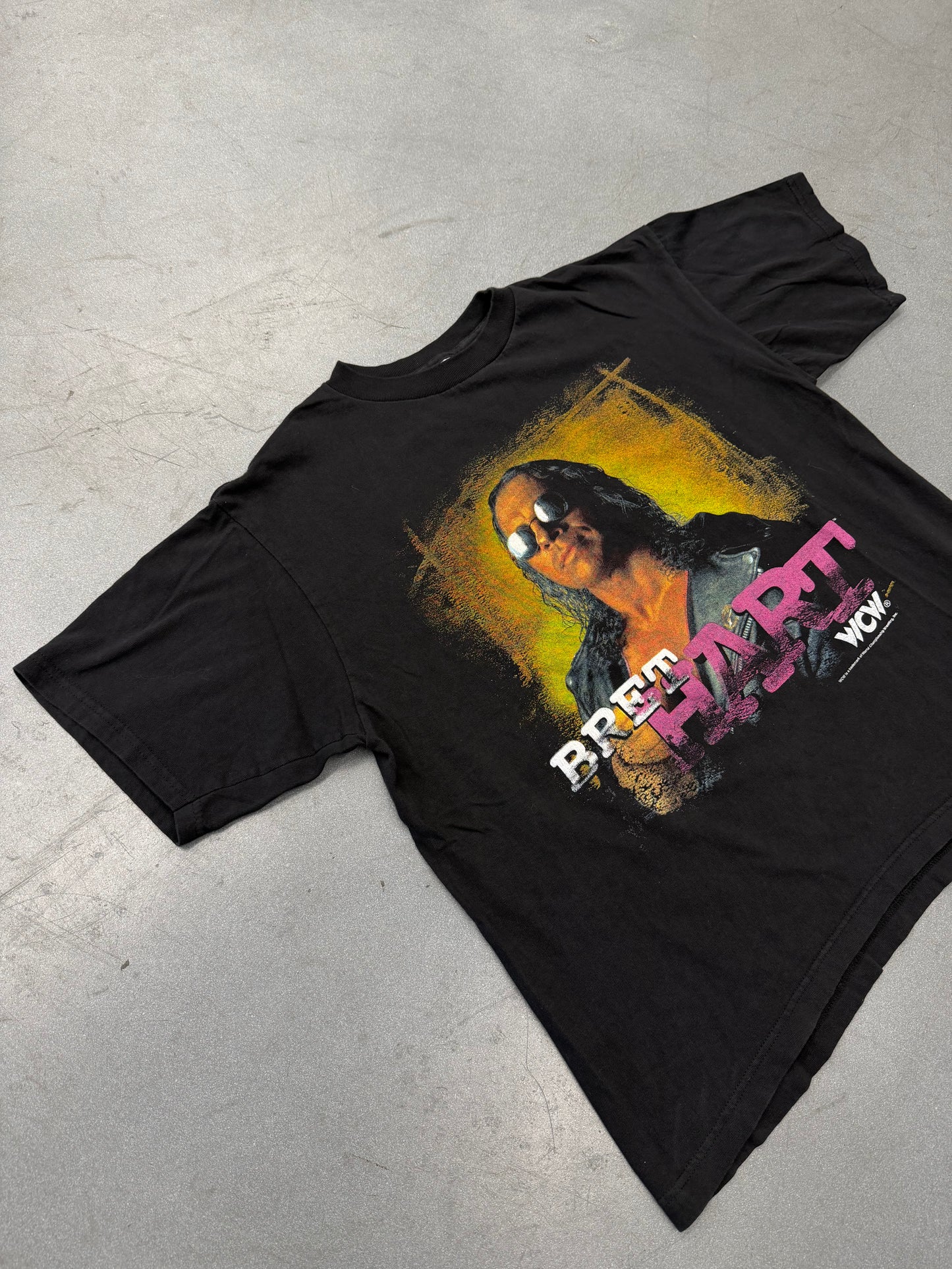 90S BRET HART WCW WRESTLING TEE (THE PLANET, INC. TAG)
