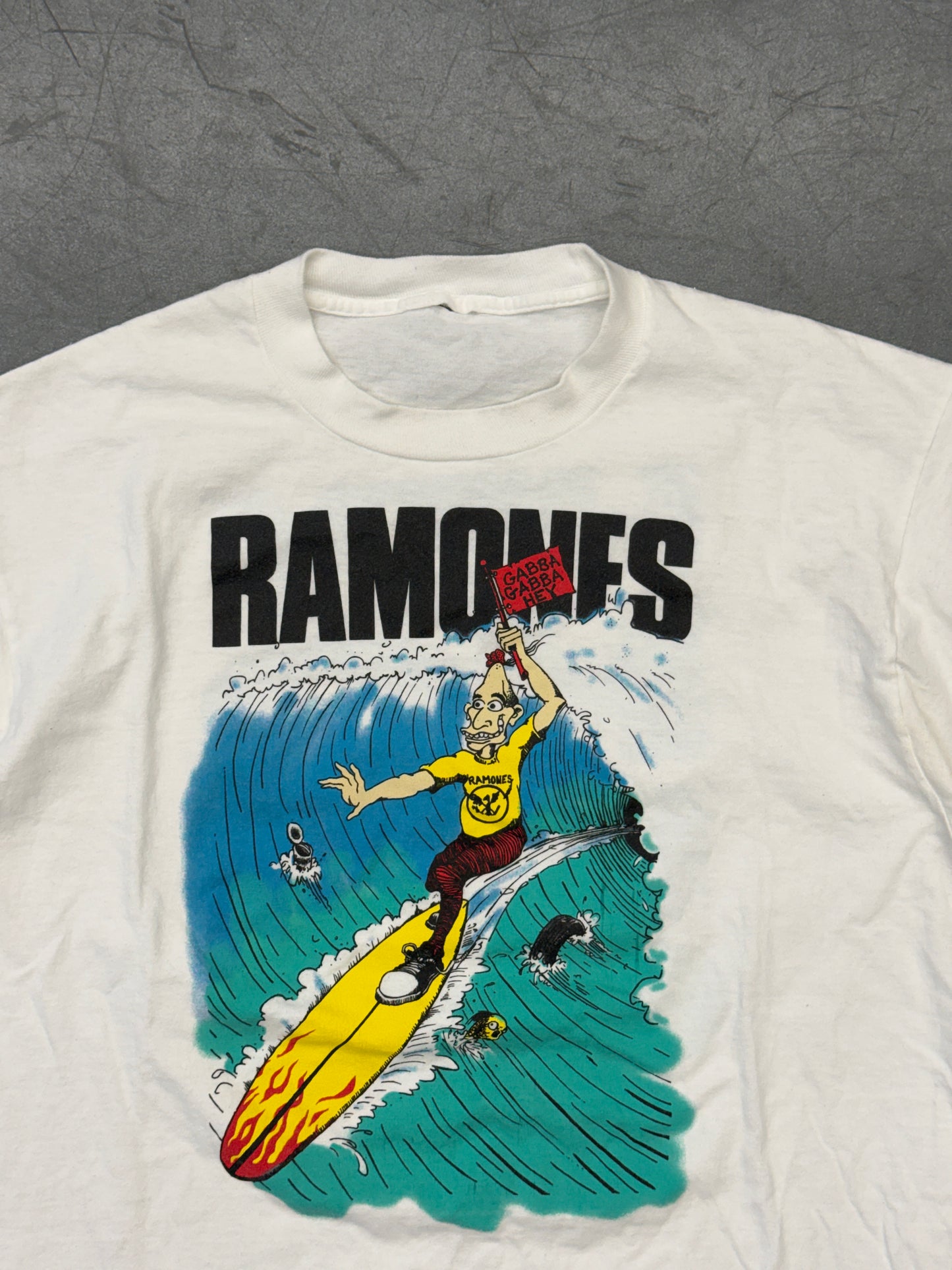 1995 RAMONES SURFING "GABBA GABBA HEY" "HEY HO LET'S GO" TEE (ANVIL TAG)