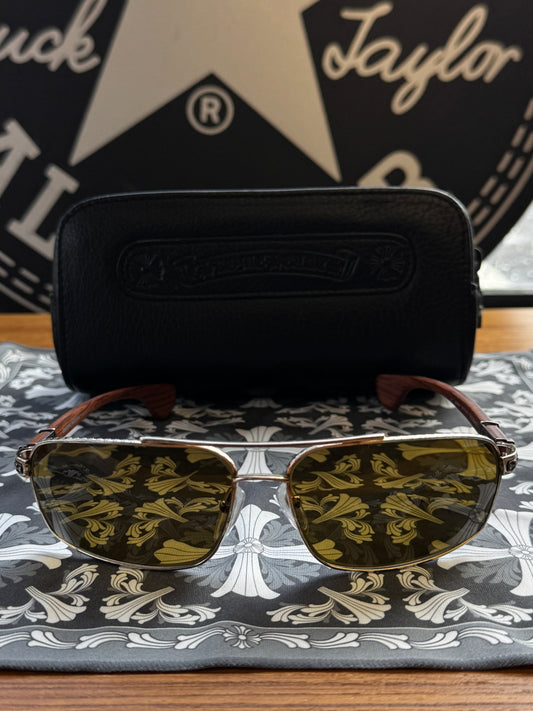 VINTAGE CHROME HEARTS THE BEAST I WOODEN SUNGLASSES (WITH CASE)