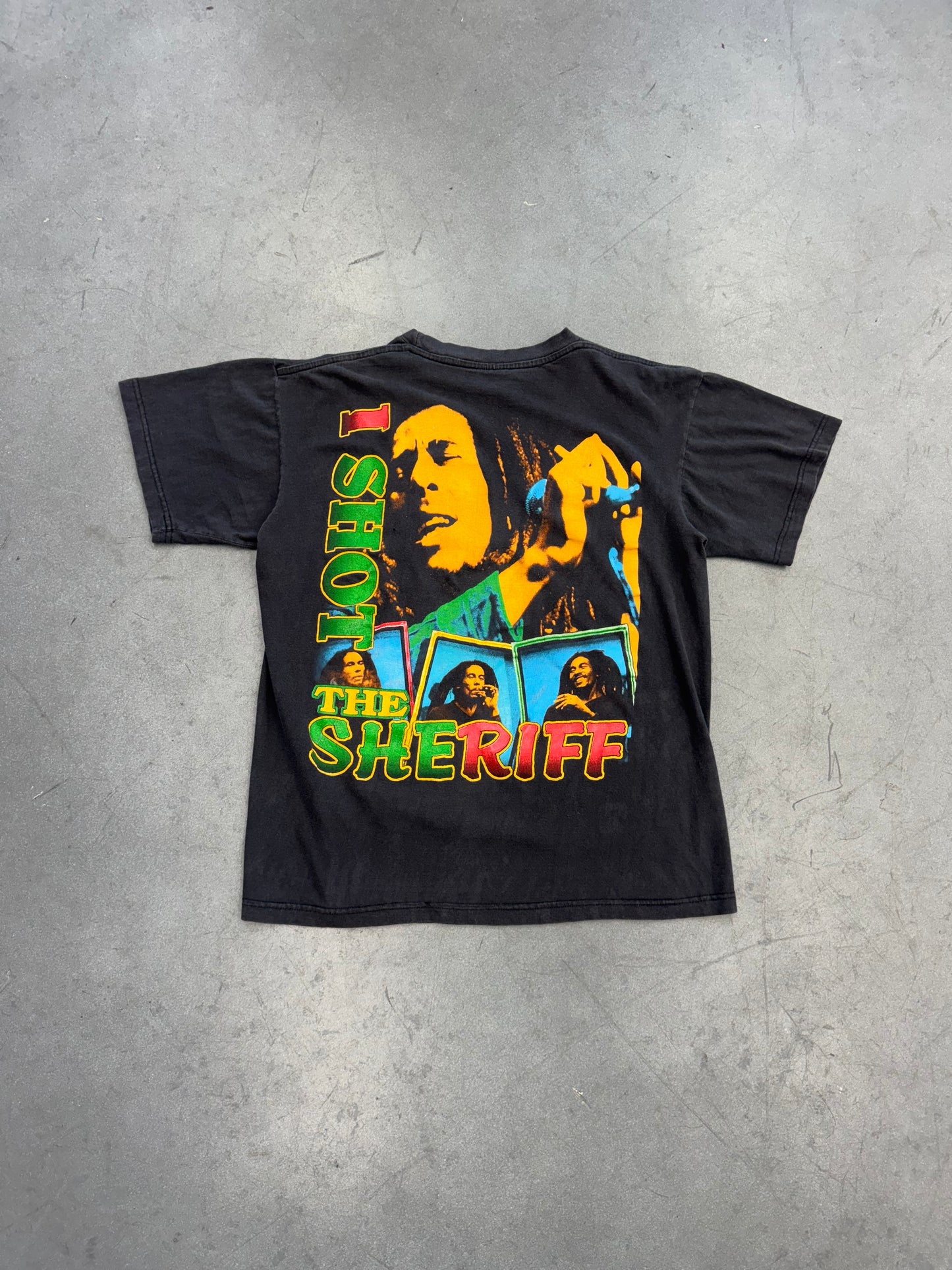 BOB MARLEY I SHOT THE SHERIFF RAP TEE (FADED TAG)