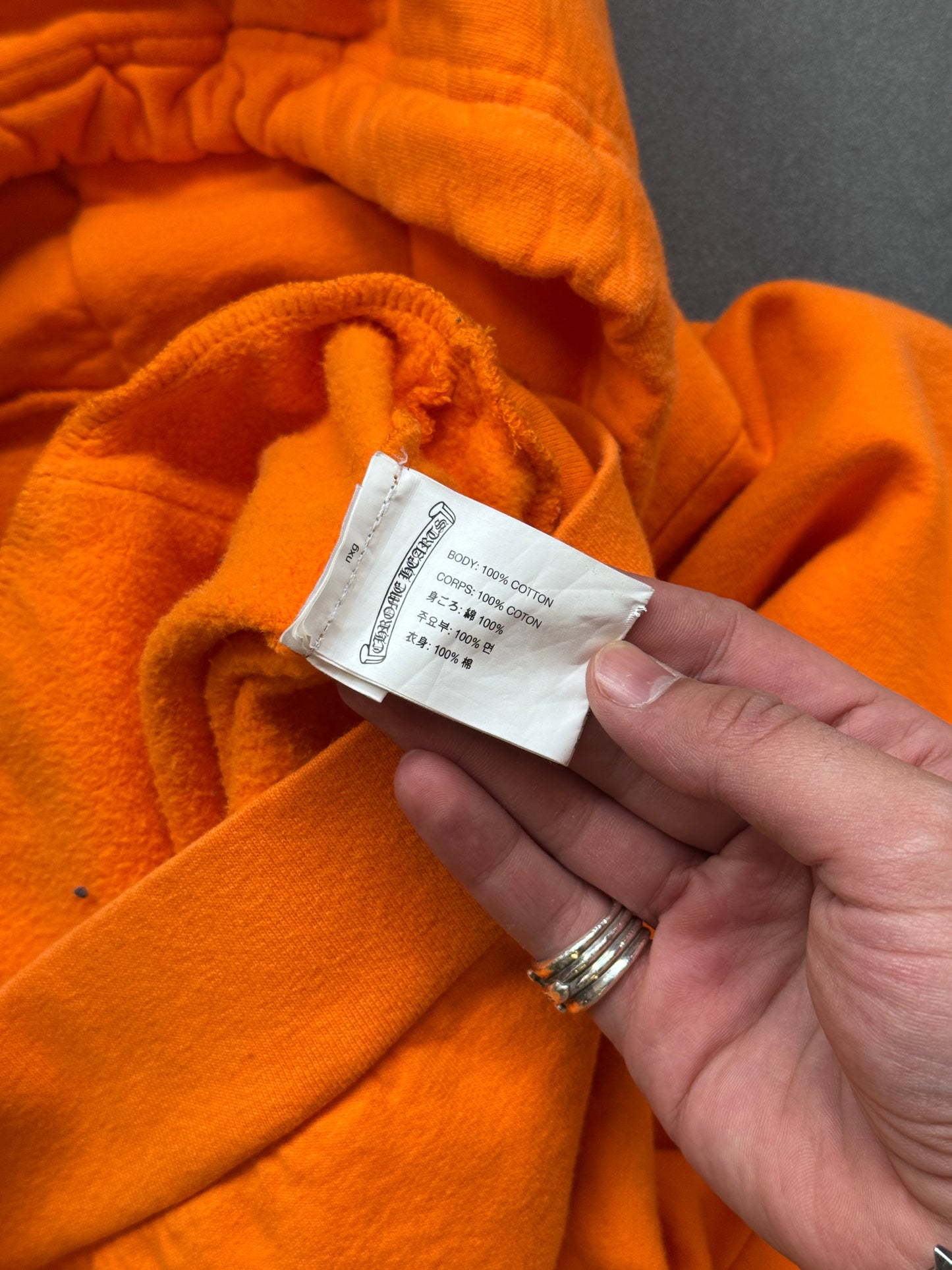 2018 CHROME HEARTS OFF-WHITE PULLOVER HOODIE - ORANGE (L)