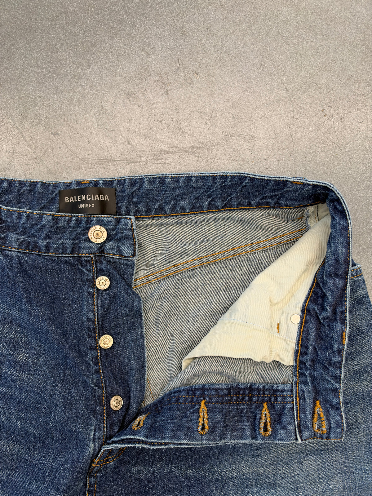 BALENCIAGA BAGGY FADED DENIM JEANS - BLUE
